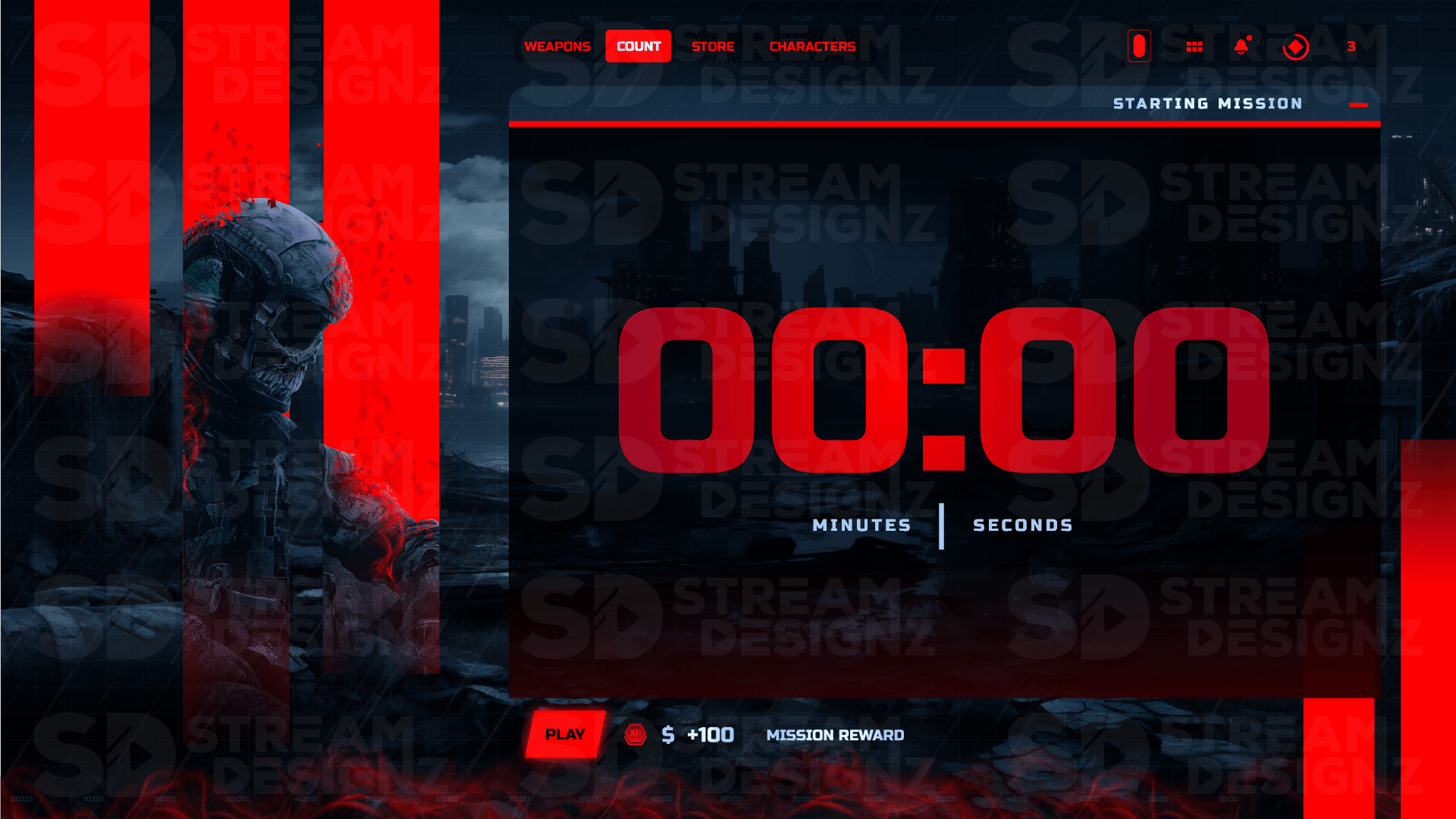 5 minute count up timer thumbnail loadout stream designz