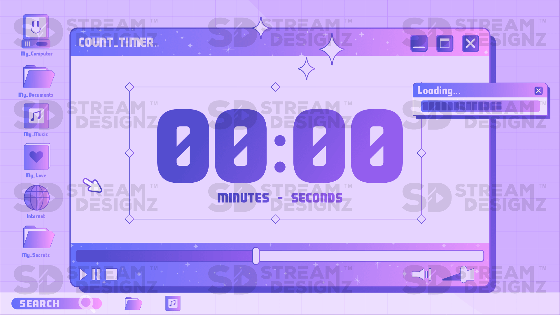 5 minute count up timer thumbnail y2k stream designz