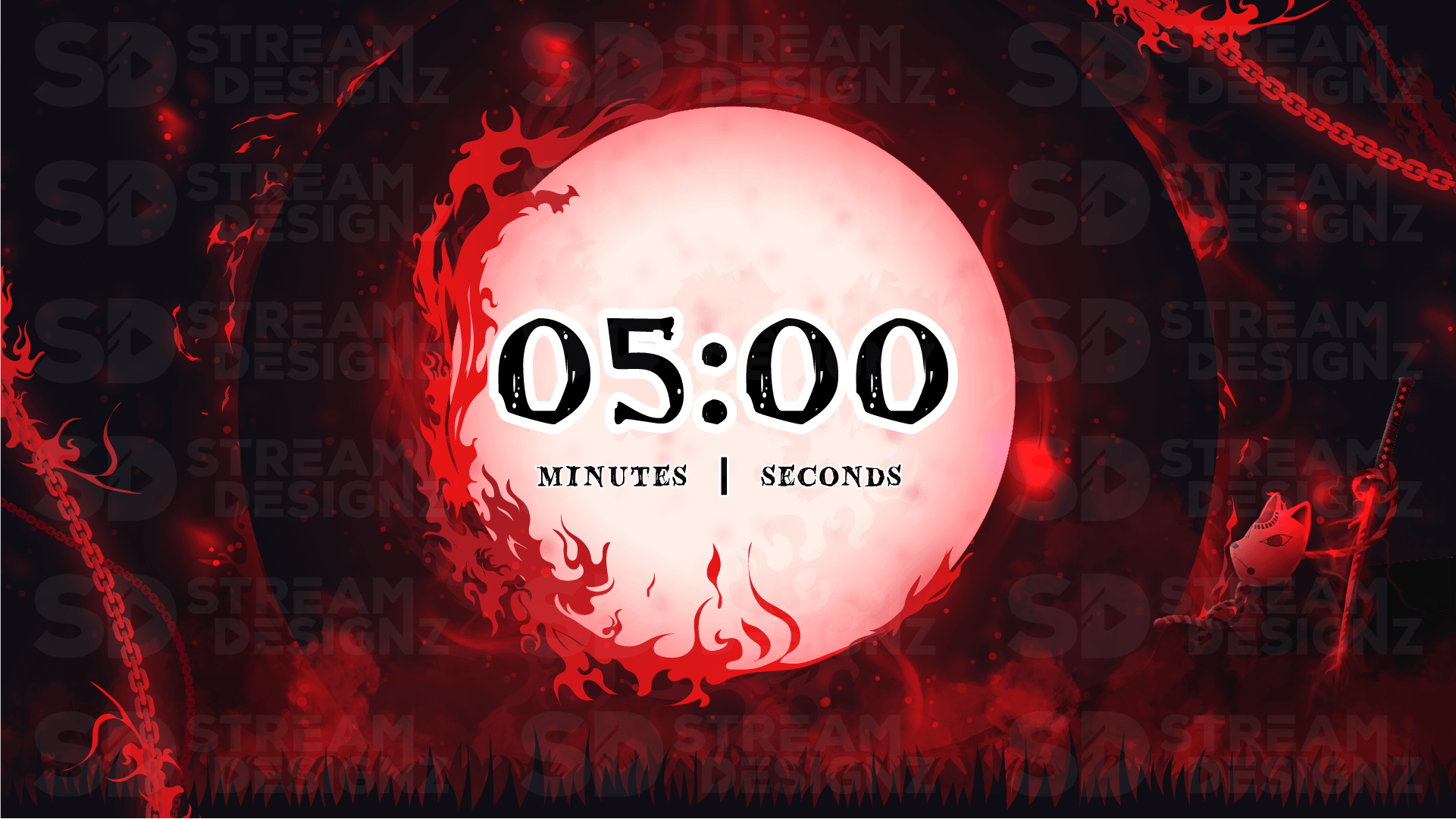 5 minute countdown timer thumbnail katana stream designz