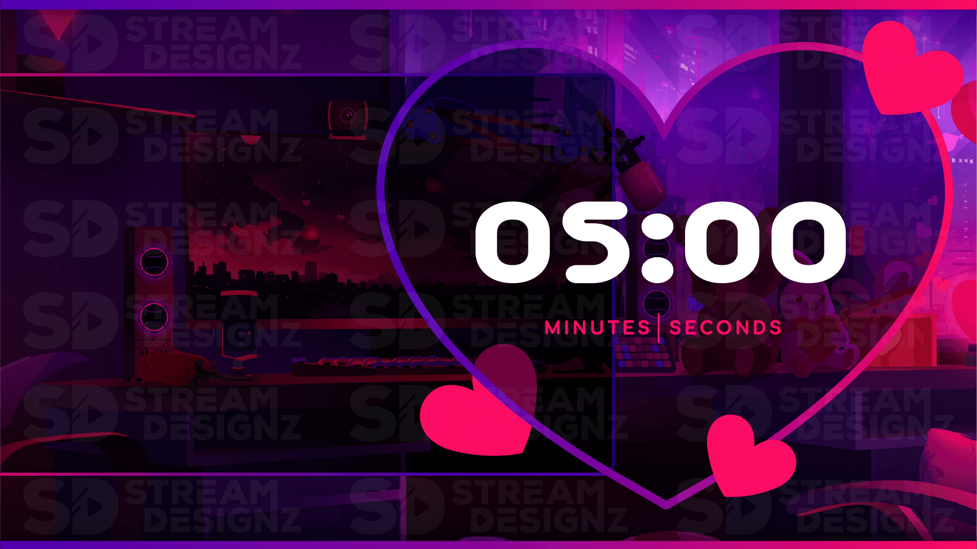 5 minute countdown timer thumbnail valentine lofi stream designz