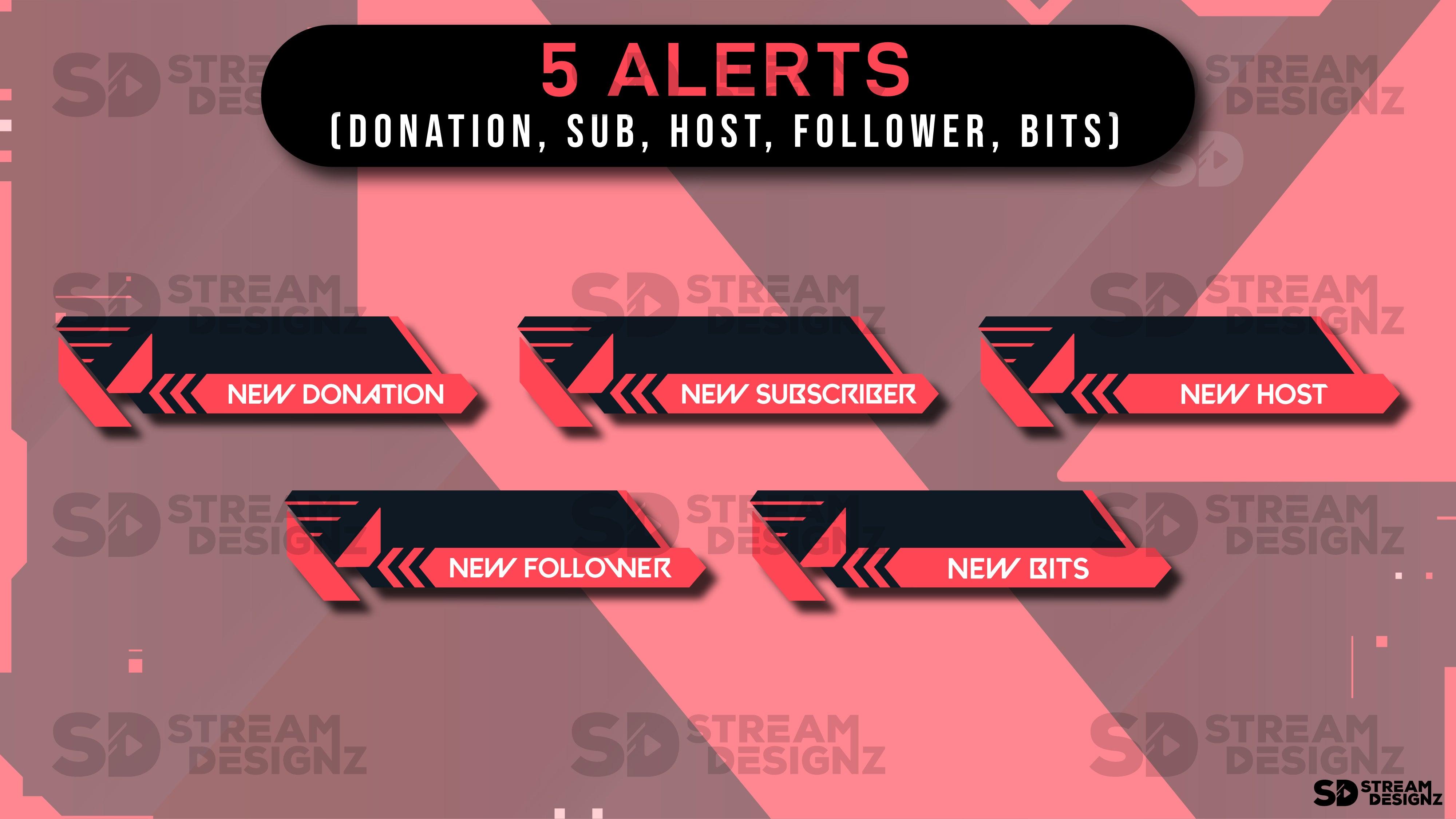 static stream overlay package - ace - 5 alerts - stream designz