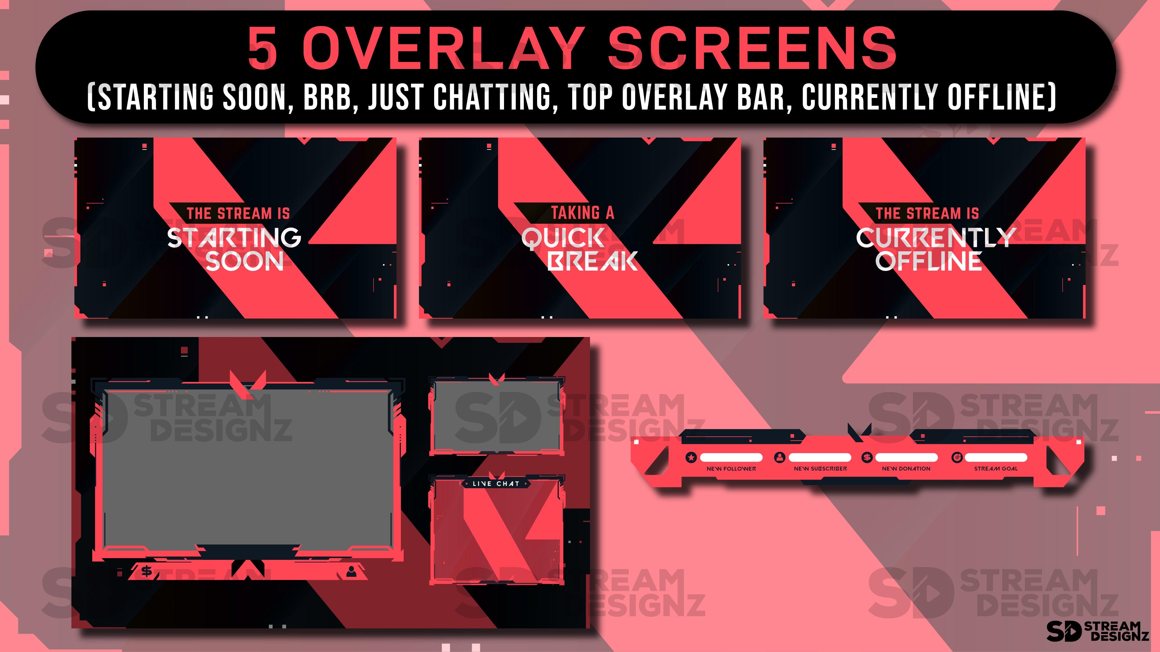 static stream overlay package - ace - overlay screens - stream designz