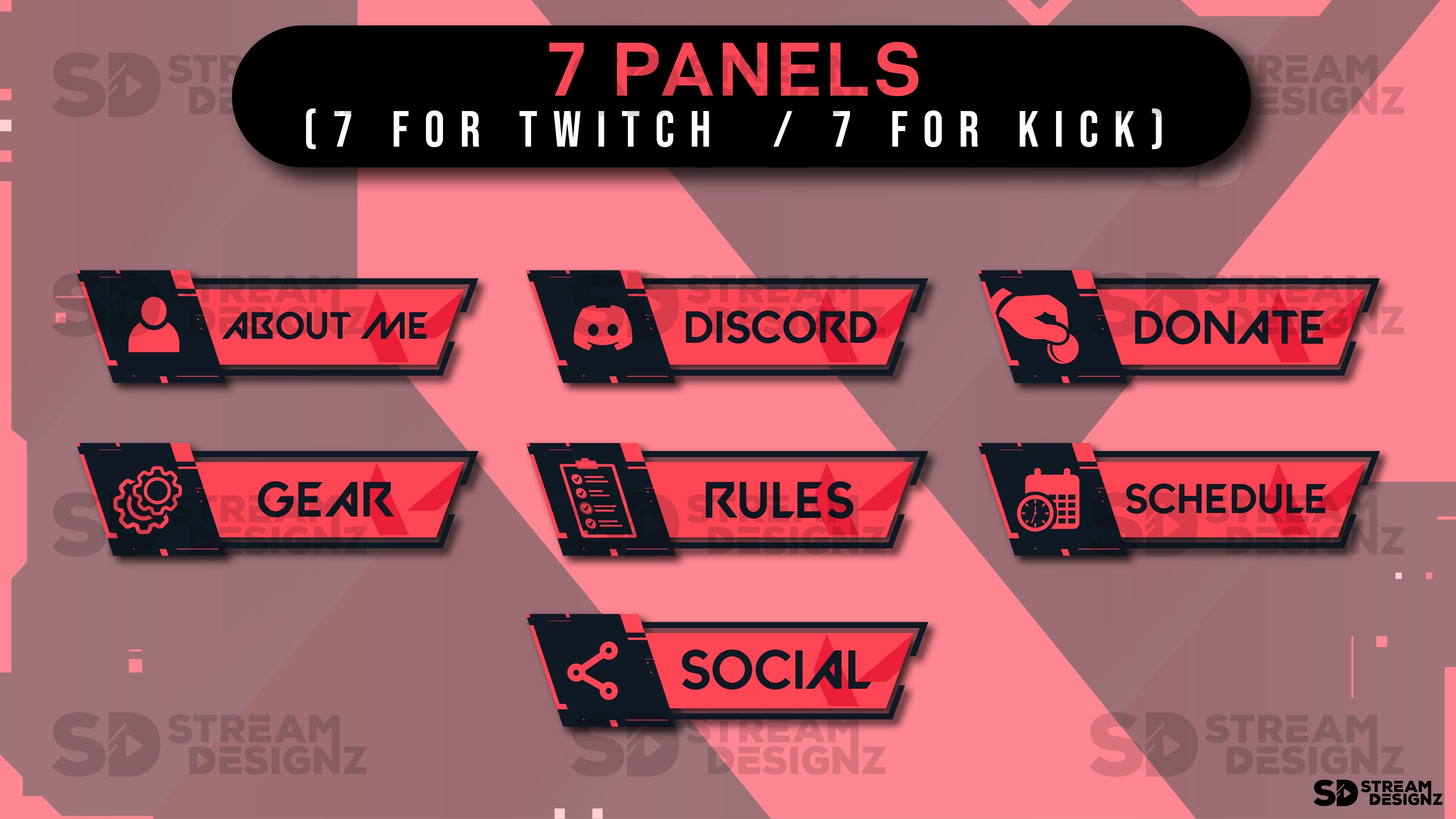 static stream overlay package - ace - 7 panels - stream designz