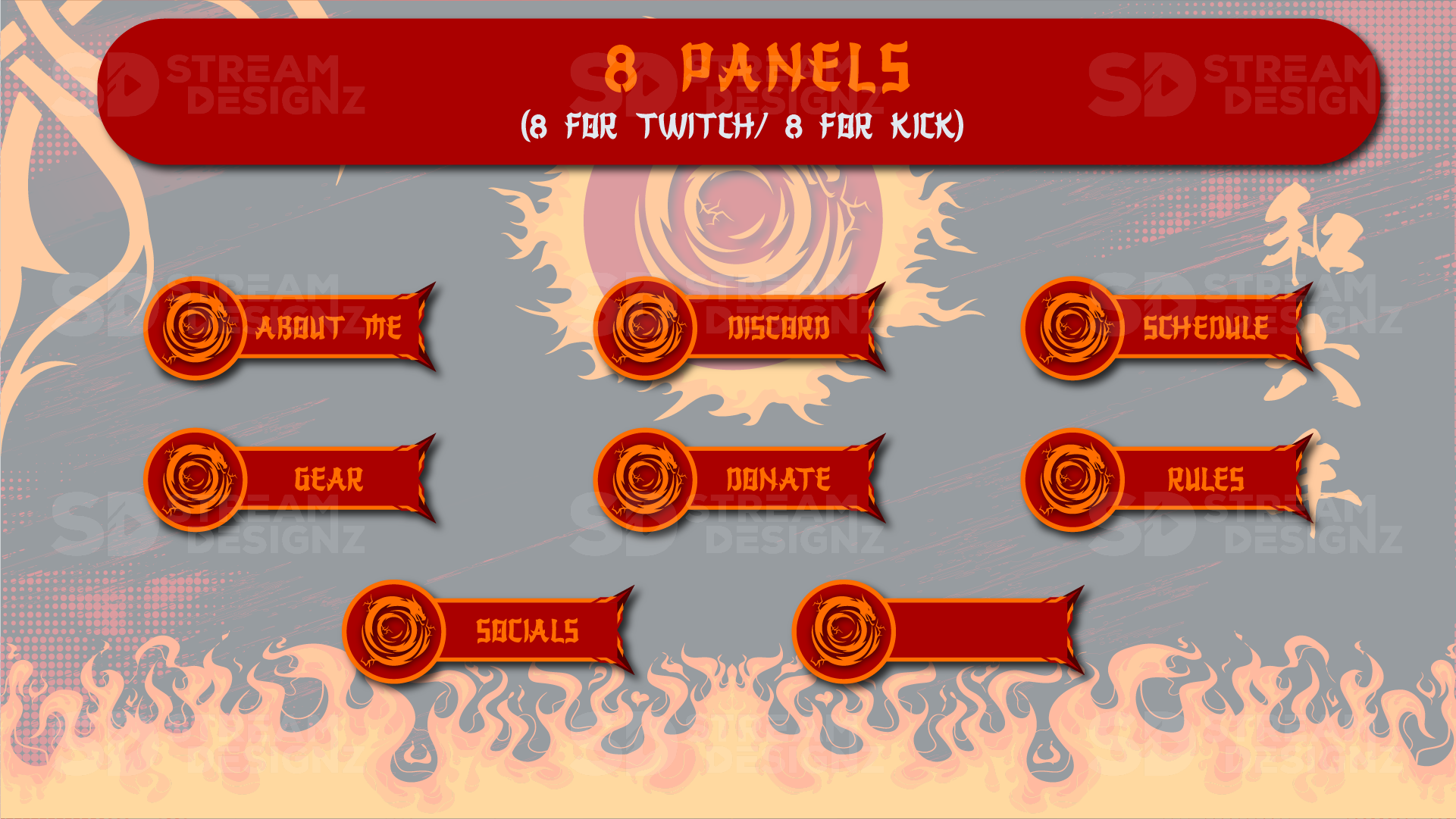 animated stream overlay package akatsuki 8 panels stream designz