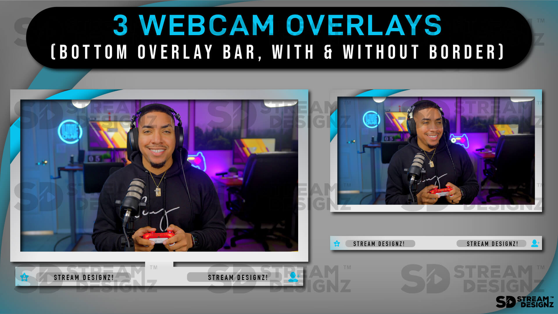 Static Stream Overlay Package Artic Blue & White 3 webcam overlays Stream Designz