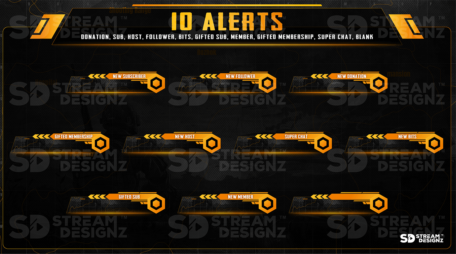 static stream overlay package 10 alerts battleground stream designz