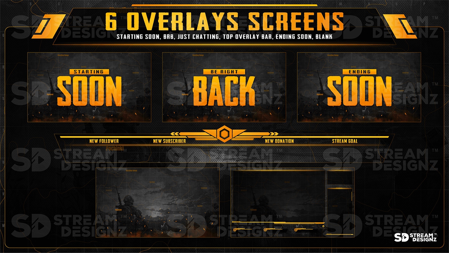 animated stream overlay package 6 overlay screens battleground stream designz