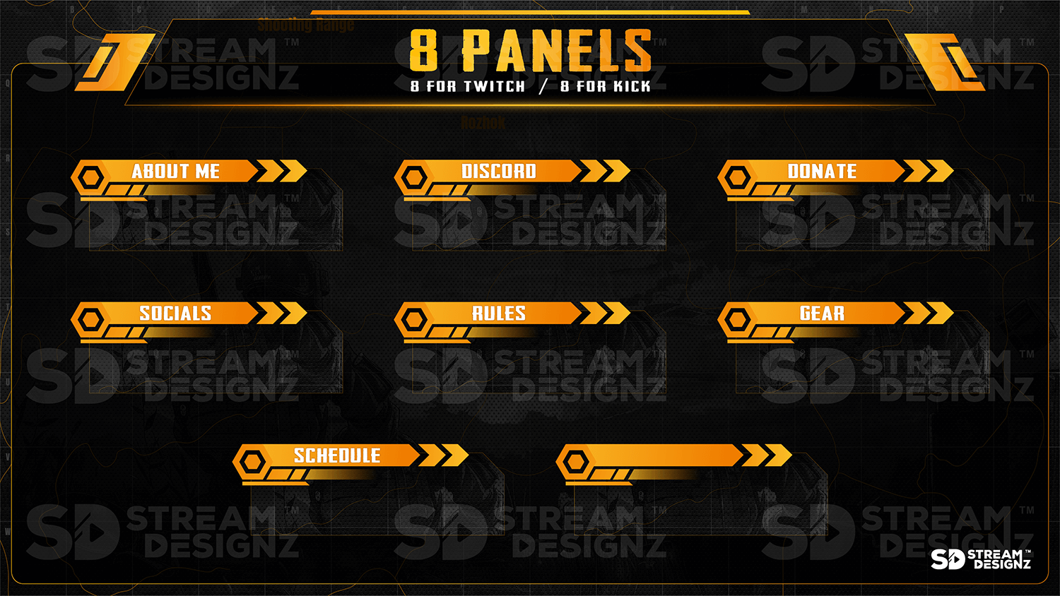 animated stream overlay package 8 panels battleground stream designz