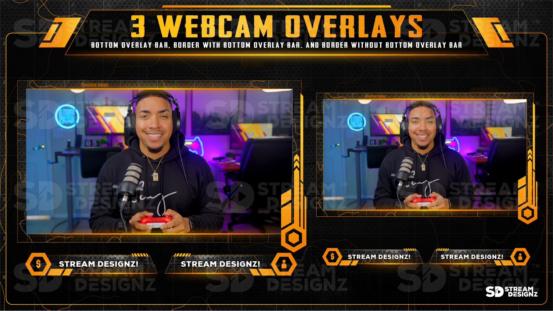 stream overlay package 3 webcam overlays battleground stream designz