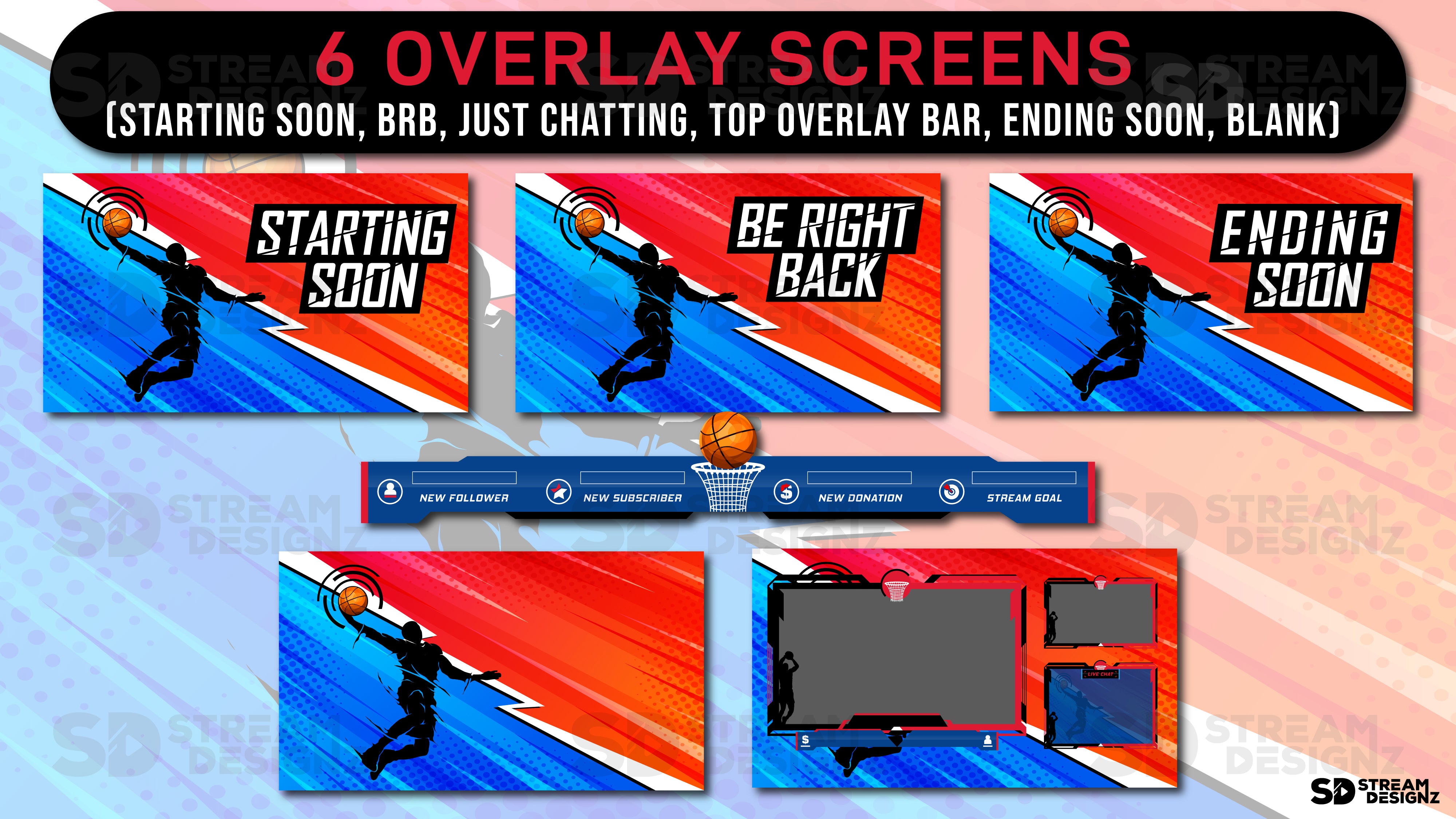 animated stream overlay package buckets 6 overlay screens stream designz