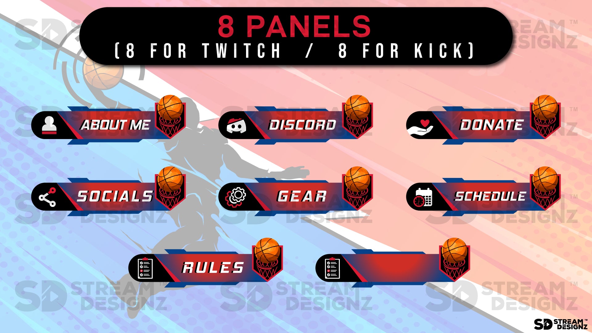 Twitch panels buckets panels preview stream designz