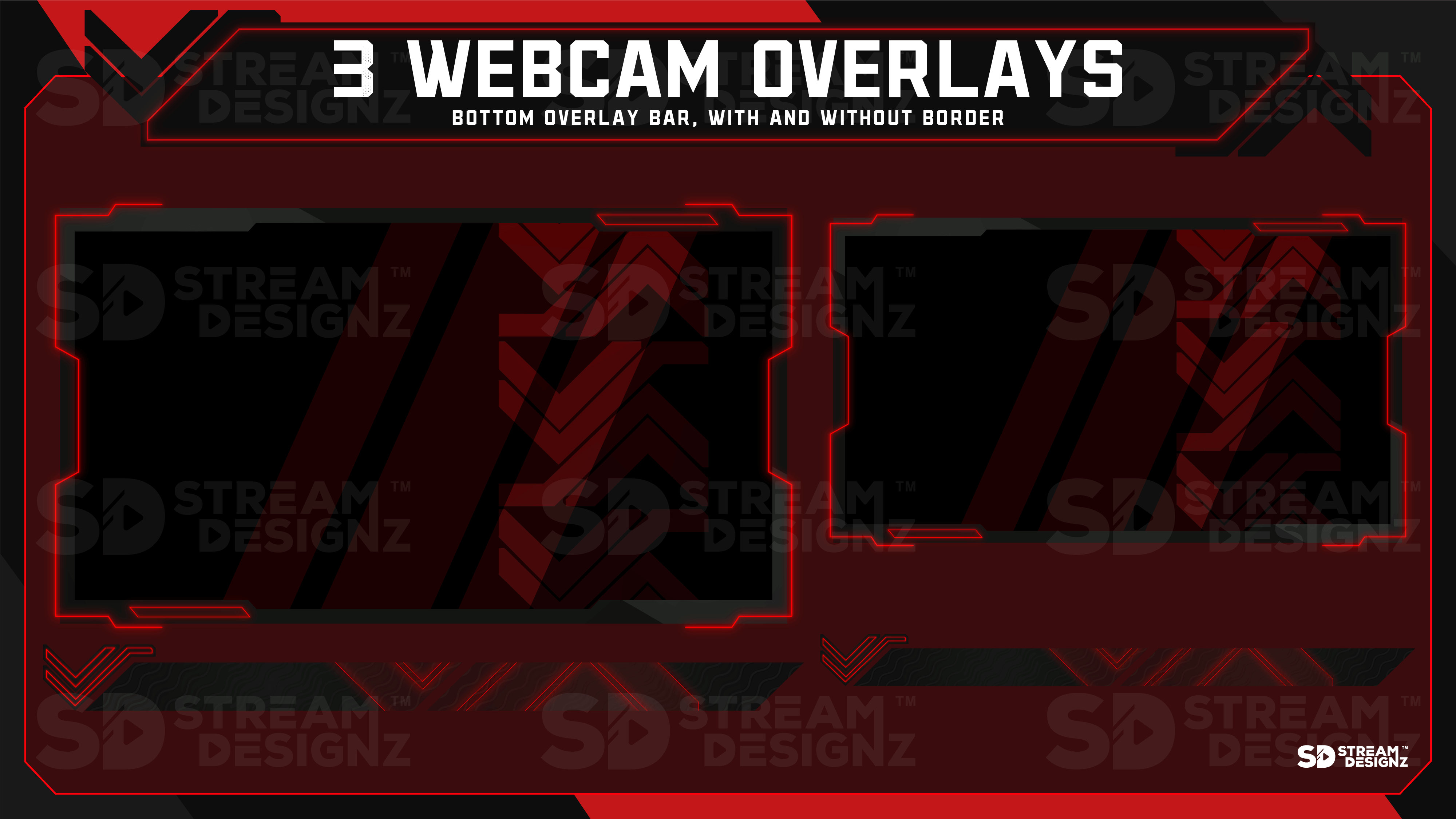 static stream overlay package 3 webcam overlays code red stream designz