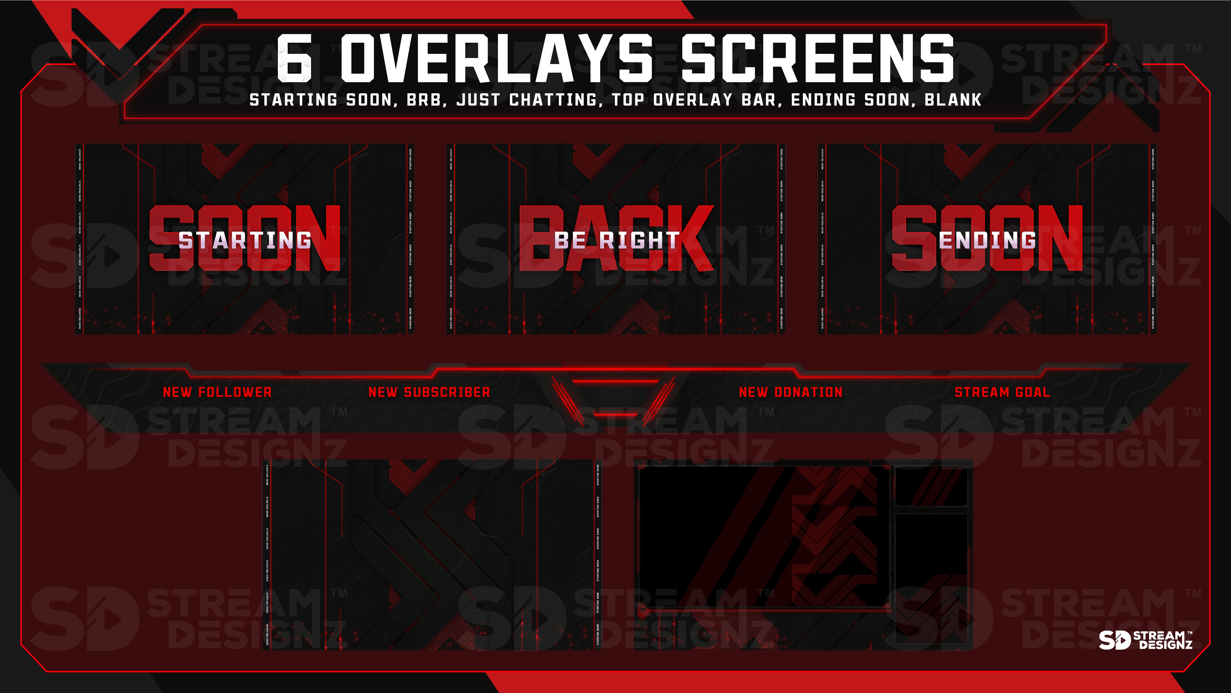 static stream overlay package 6 overlay screens code red stream designz