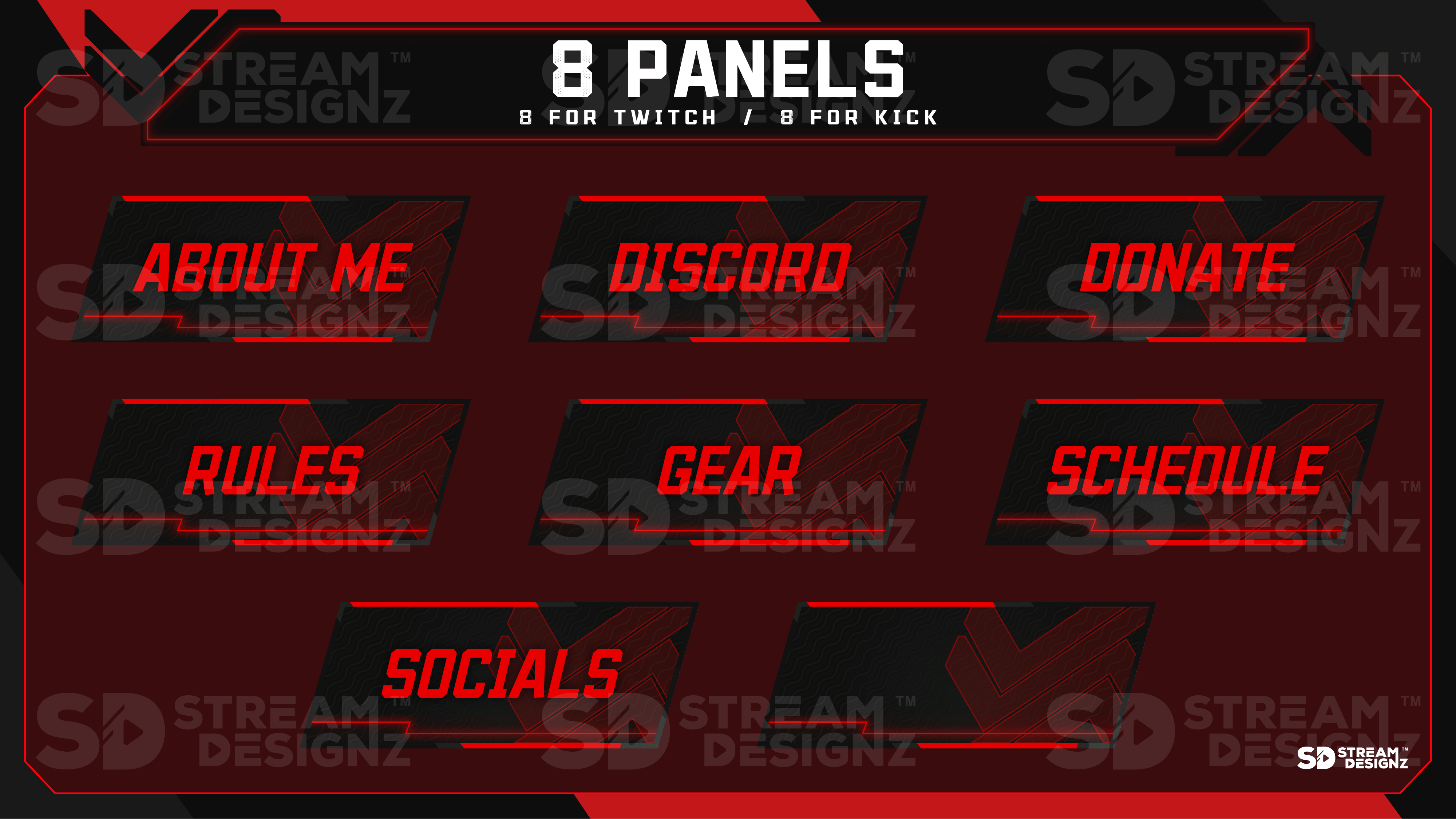 static stream overlay package 8 panels code red stream designz