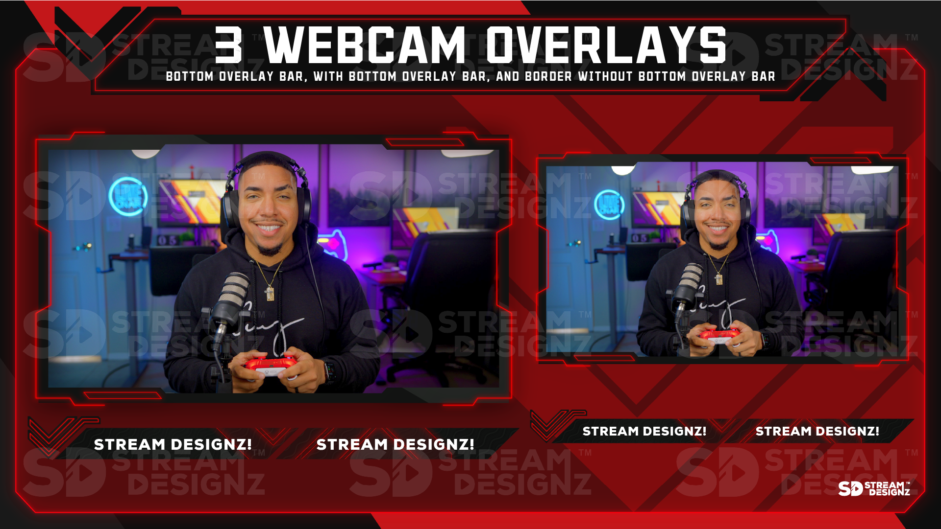 stream overlay package 3 webcam overlays code red stream designz