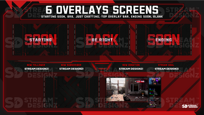 stream overlay package 6 overlay screens code red stream designz