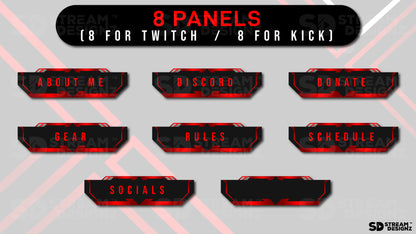 stream overlay package crimson 8 panels stream designz