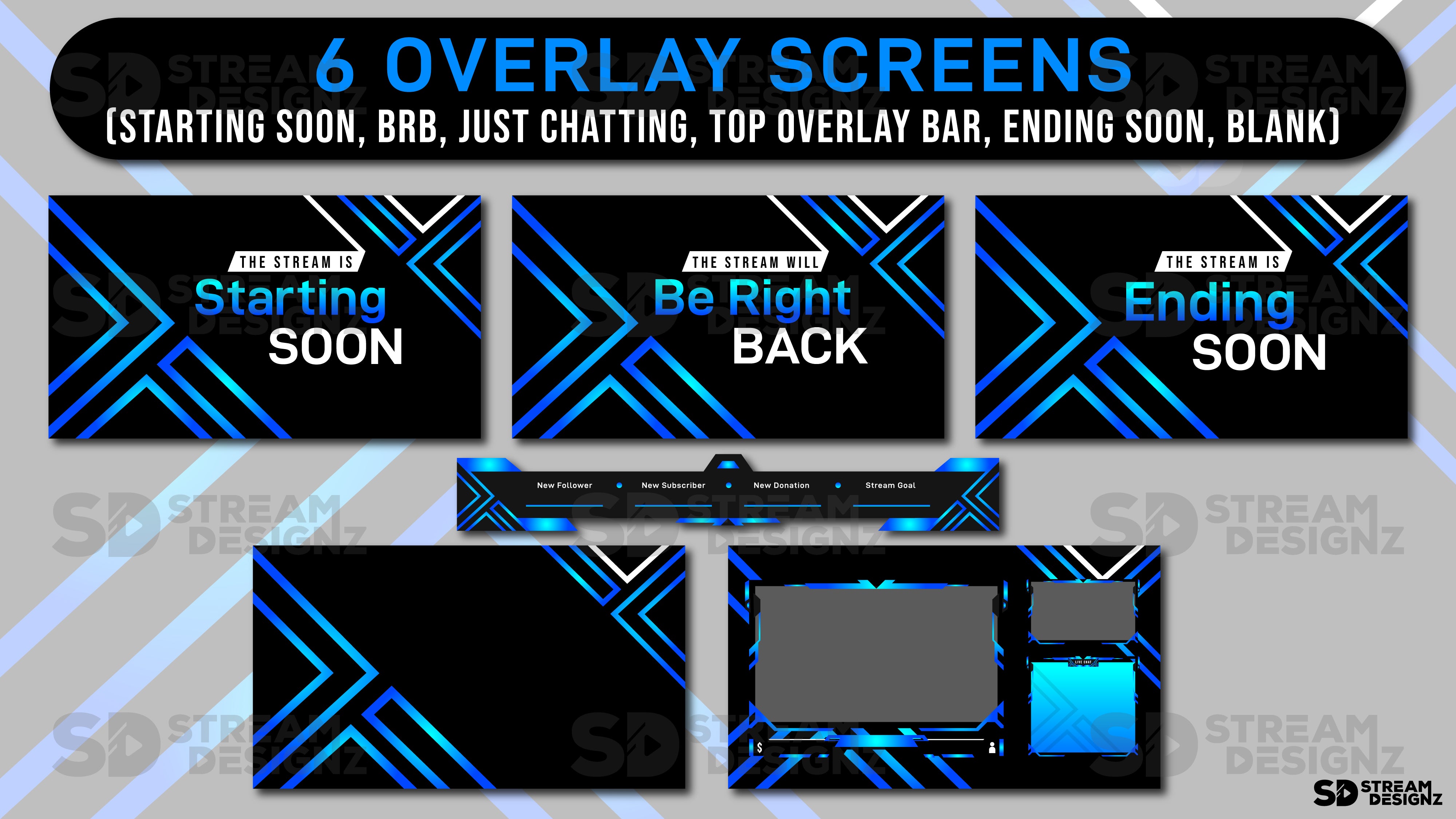 animated stream overlay package dark wave overlay screens stream designz