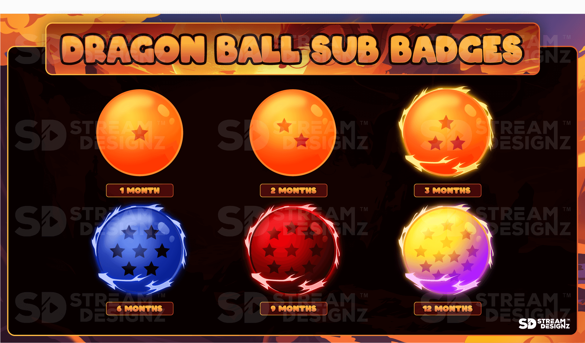 6 pack sub badges preview image dragon ball stream designz