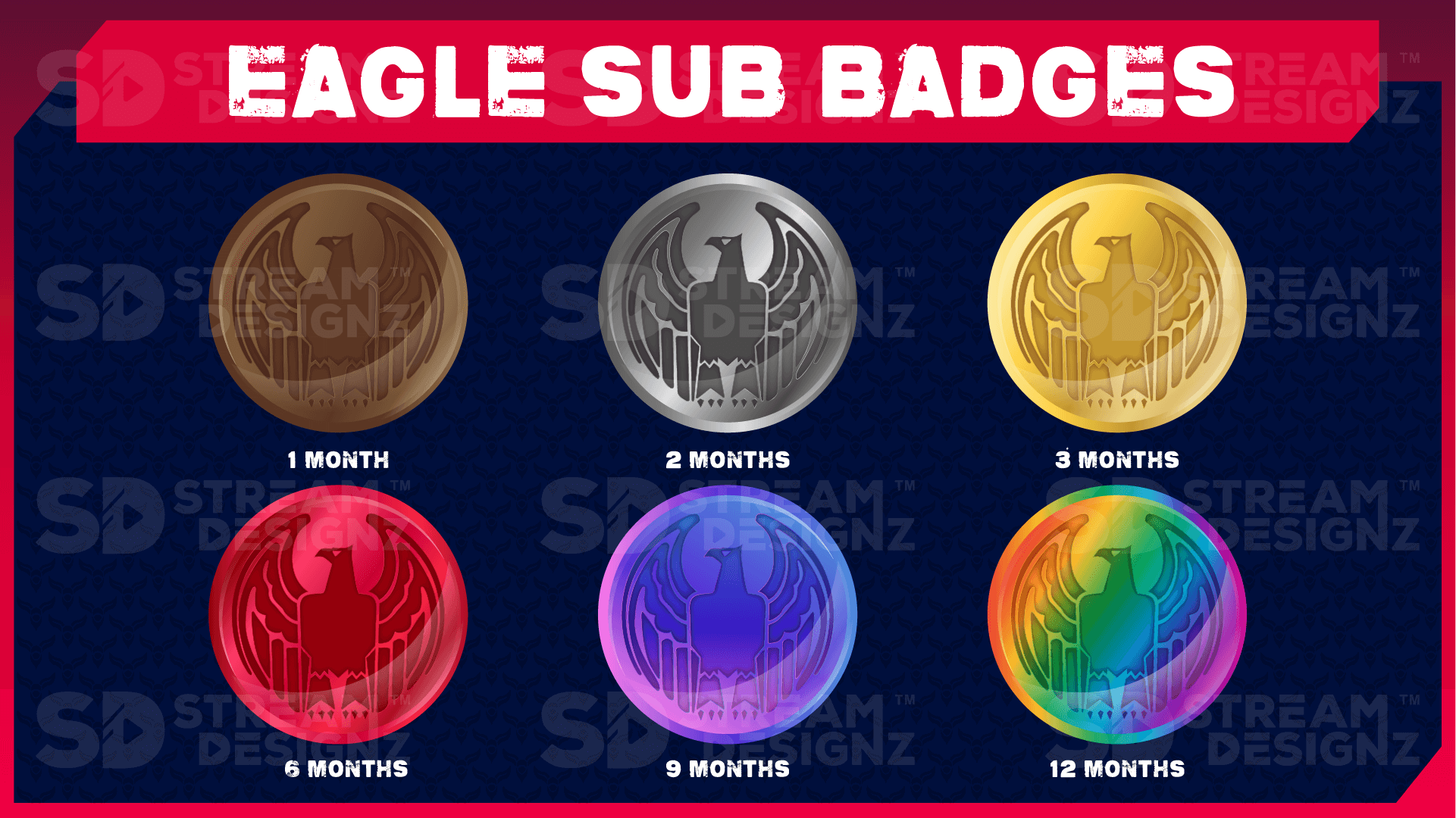 6 pack sub badges preview image eagle stream designz