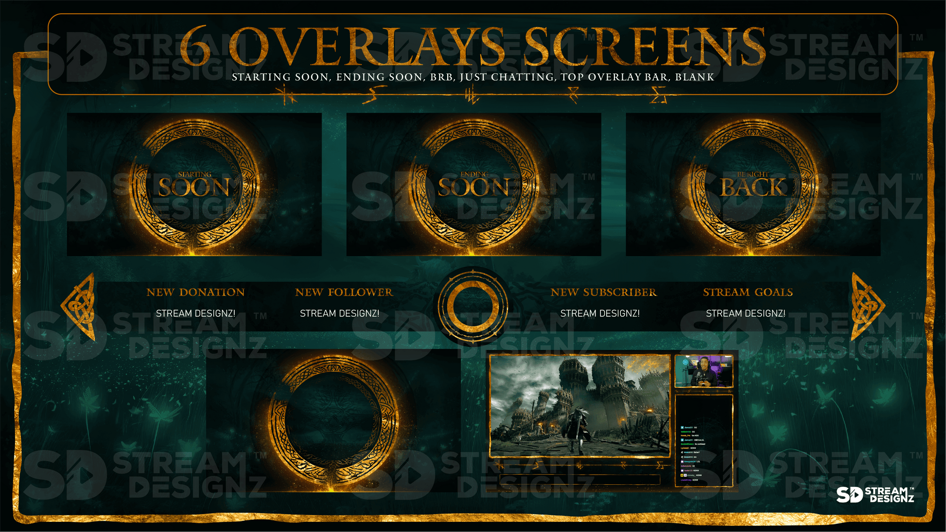 animated stream overlay package 6 overlay screens eldenlord stream designz