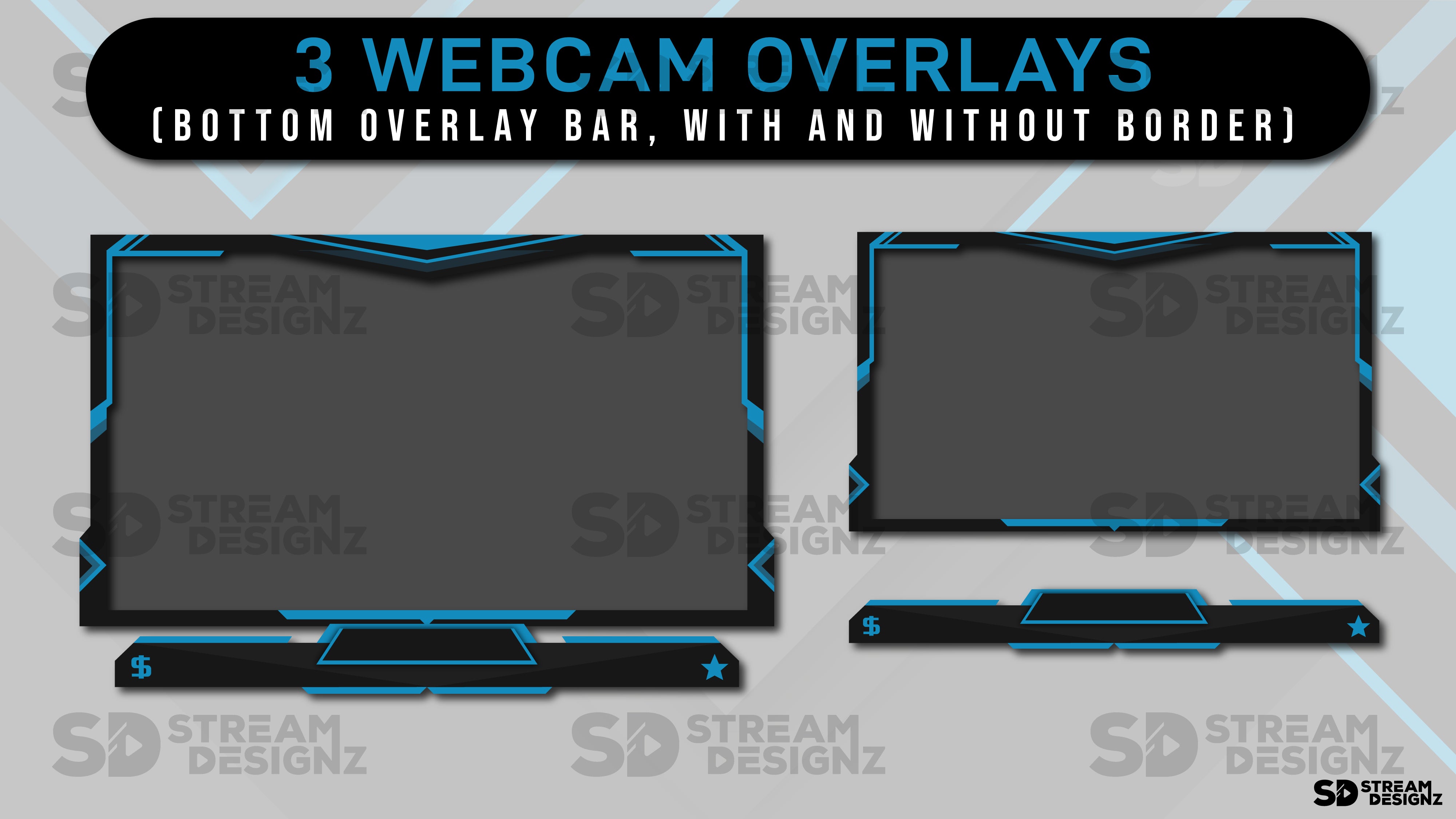 The Ultimate Stream Package - electric - 3 webcam overlays - Stream Designz