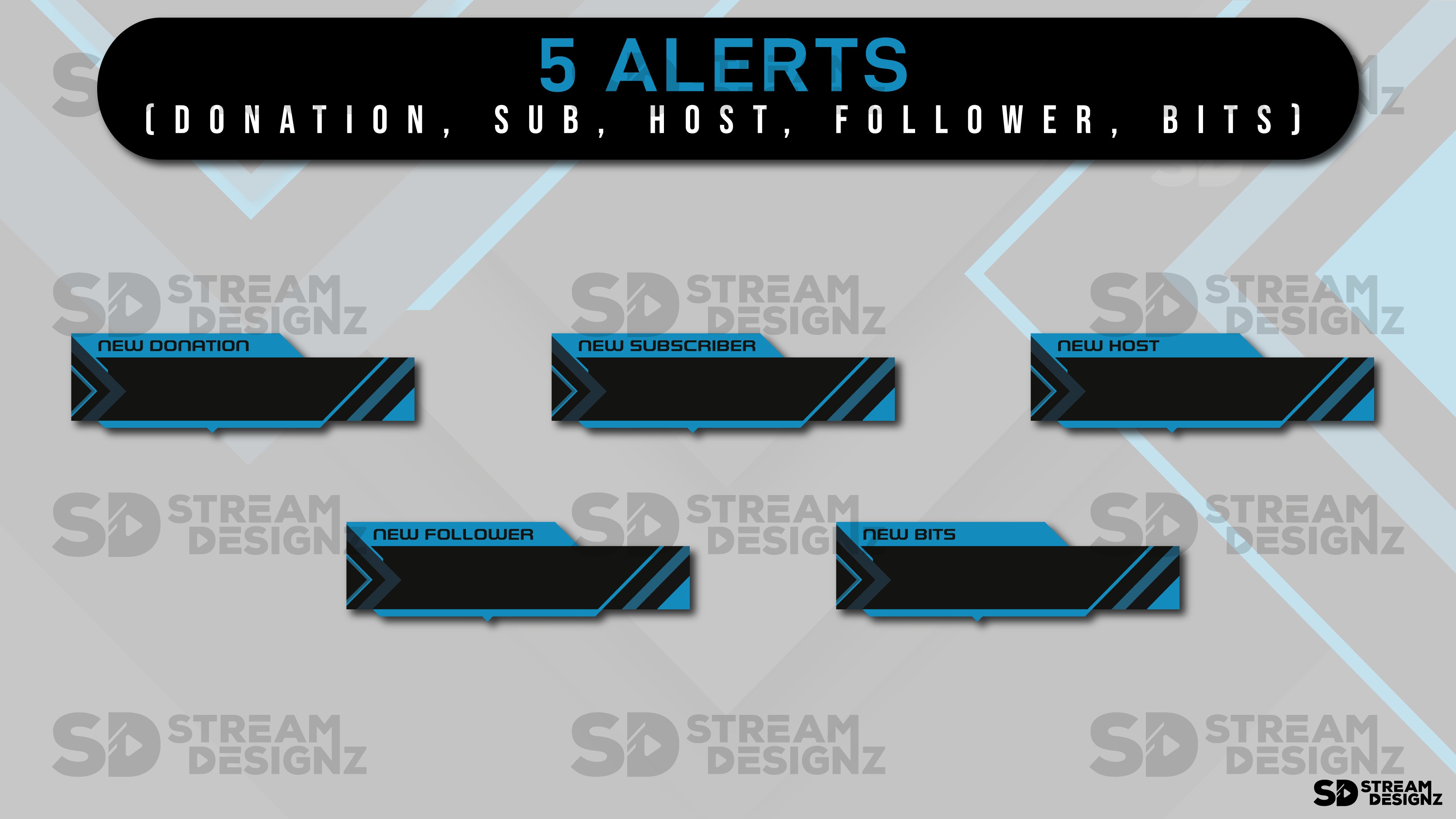 Static stream overlay package - electric - alerts - stream designz