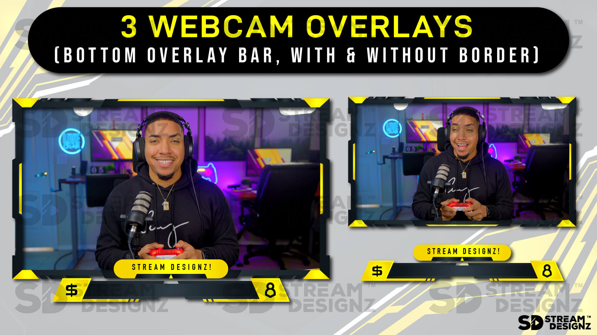 animated stream overlay package 3 webcam overlays eye of the tiger stream designz