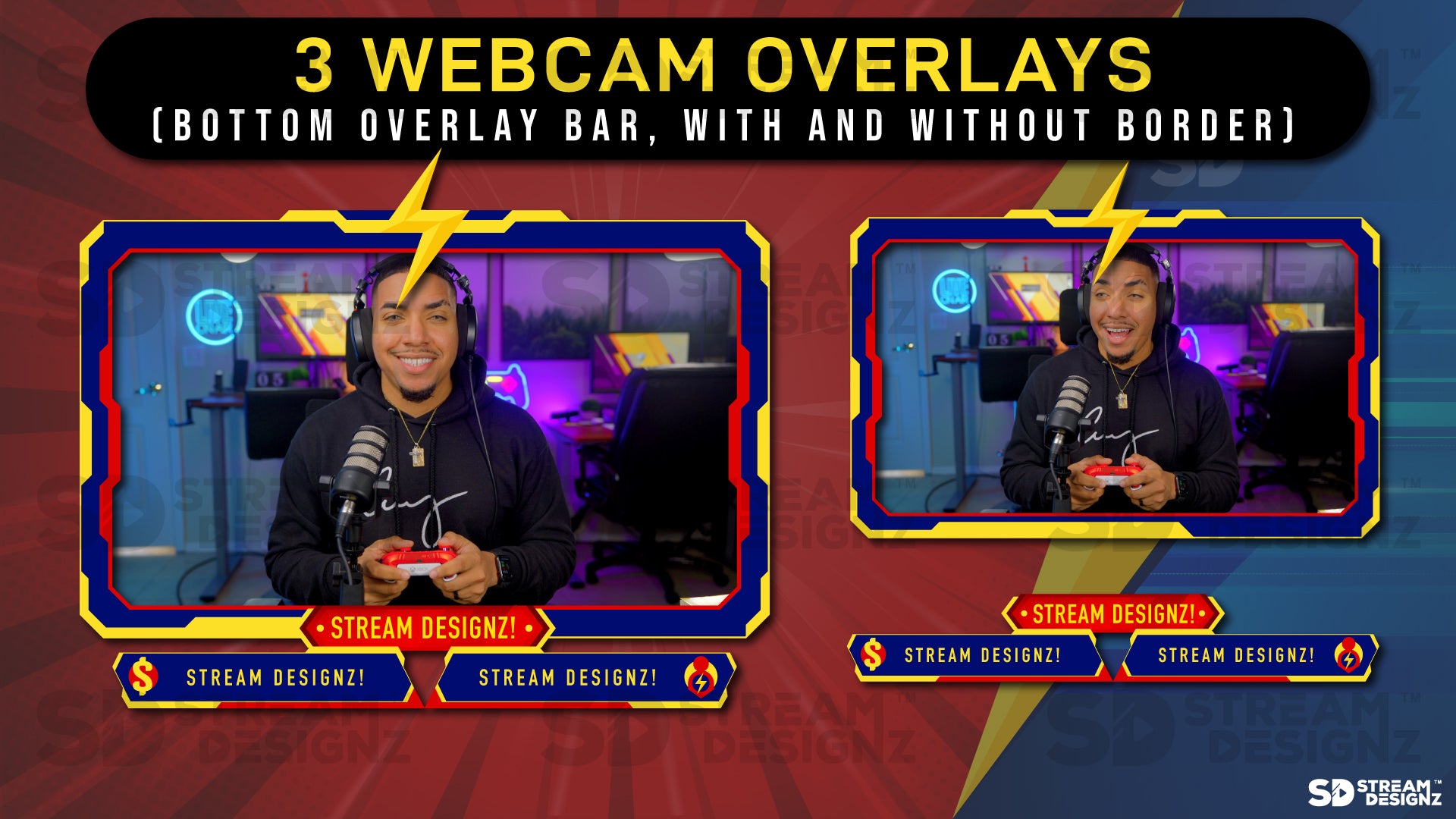 stream overlay package flash 3 webcam overlays stream designz