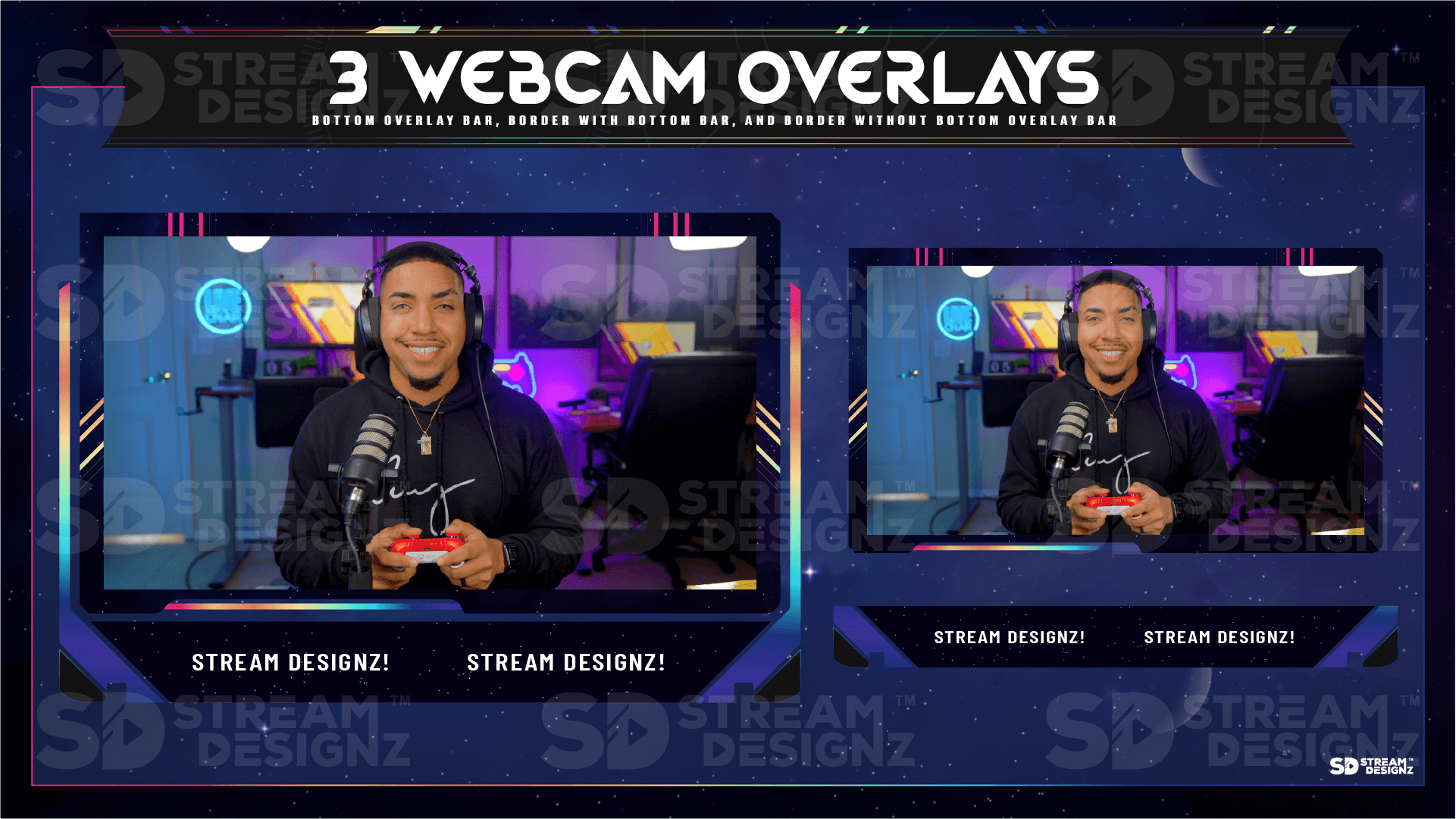 static stream overlay package 3 webcam overlays galaxy stream designz