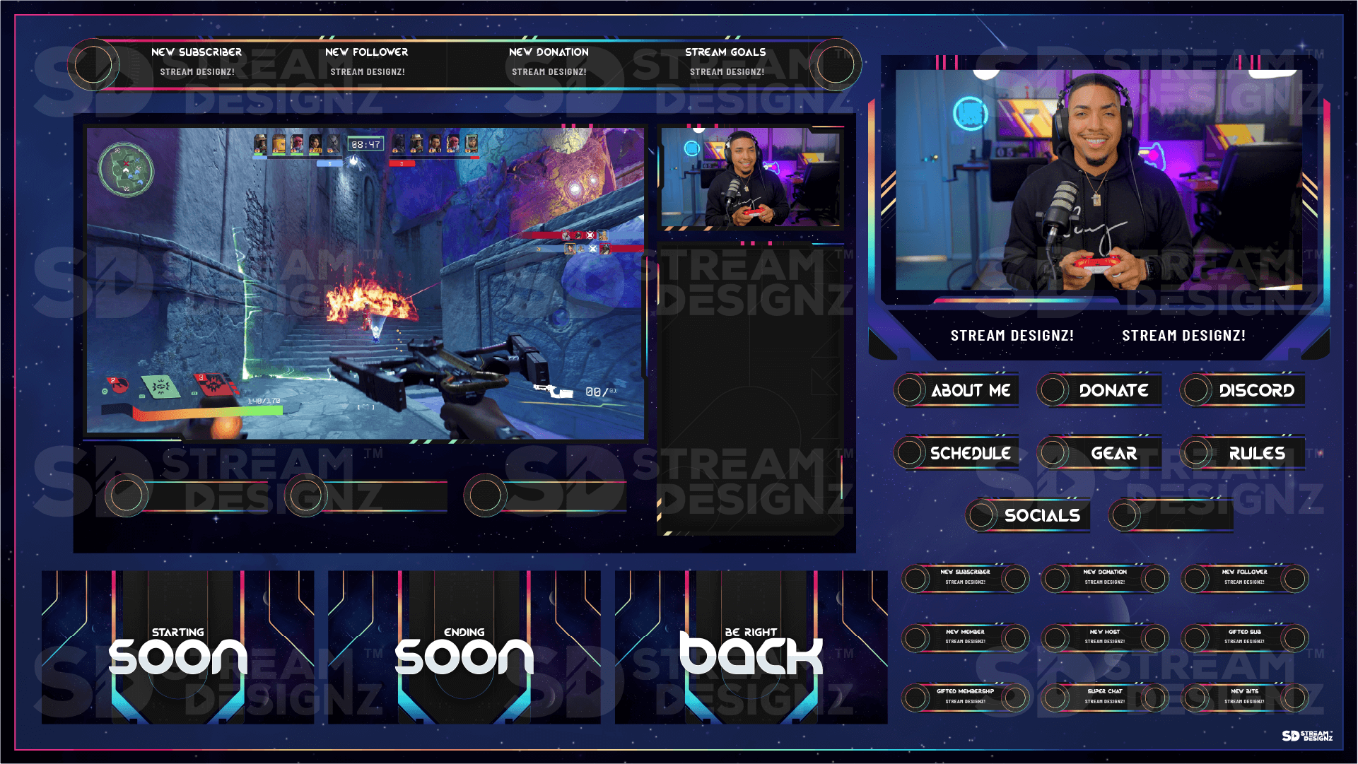 static stream overlay package feature image galaxy stream designz