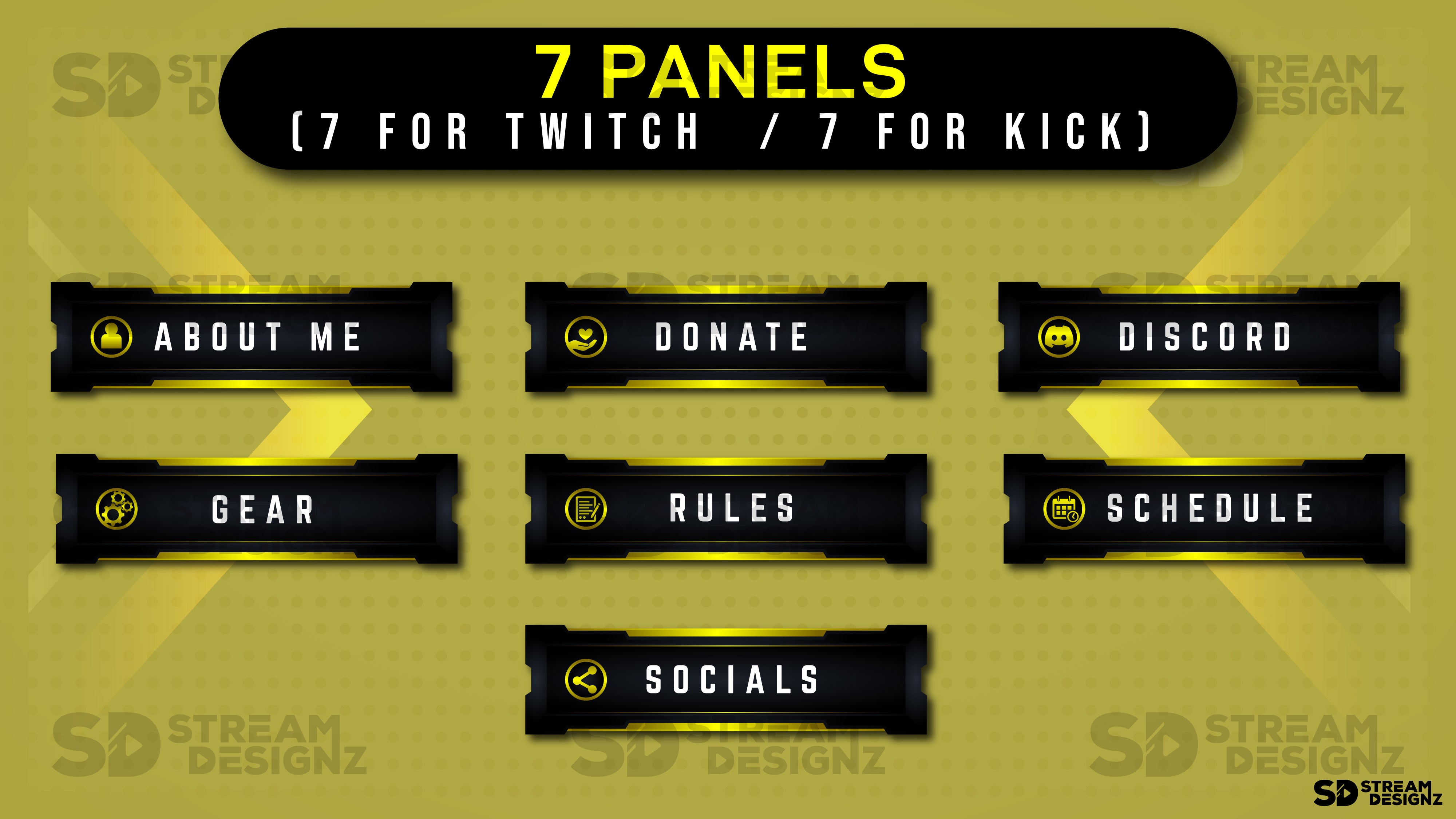 static stream overlay package - gold rush - 7 panels - stream designz