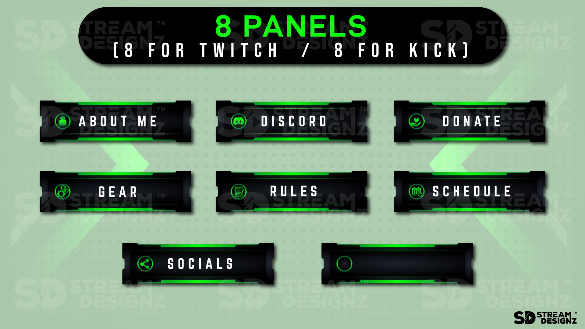 stream overlay package green arrow panels stream designz