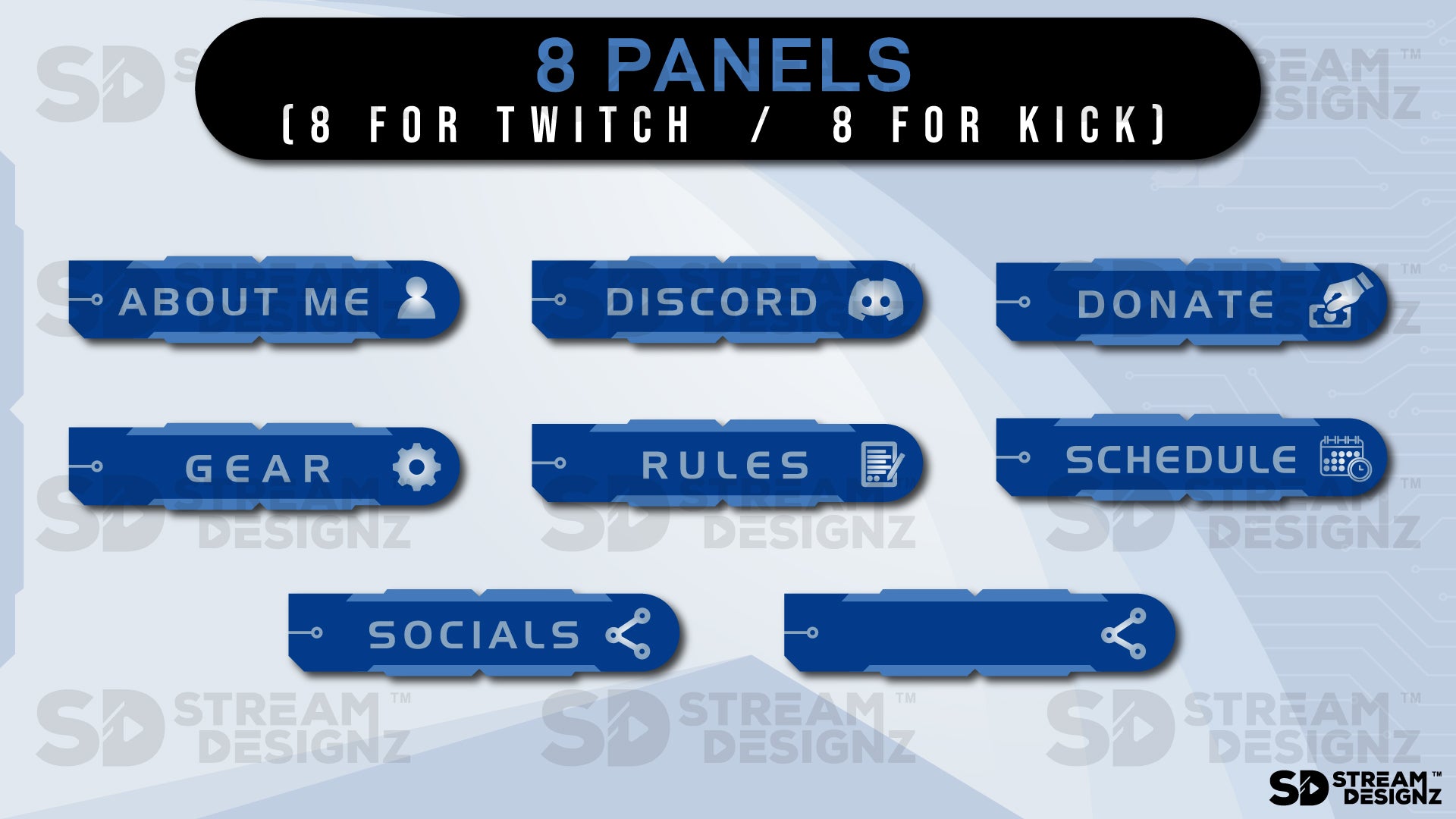 stream overlay package high tech 8 panels stream designz