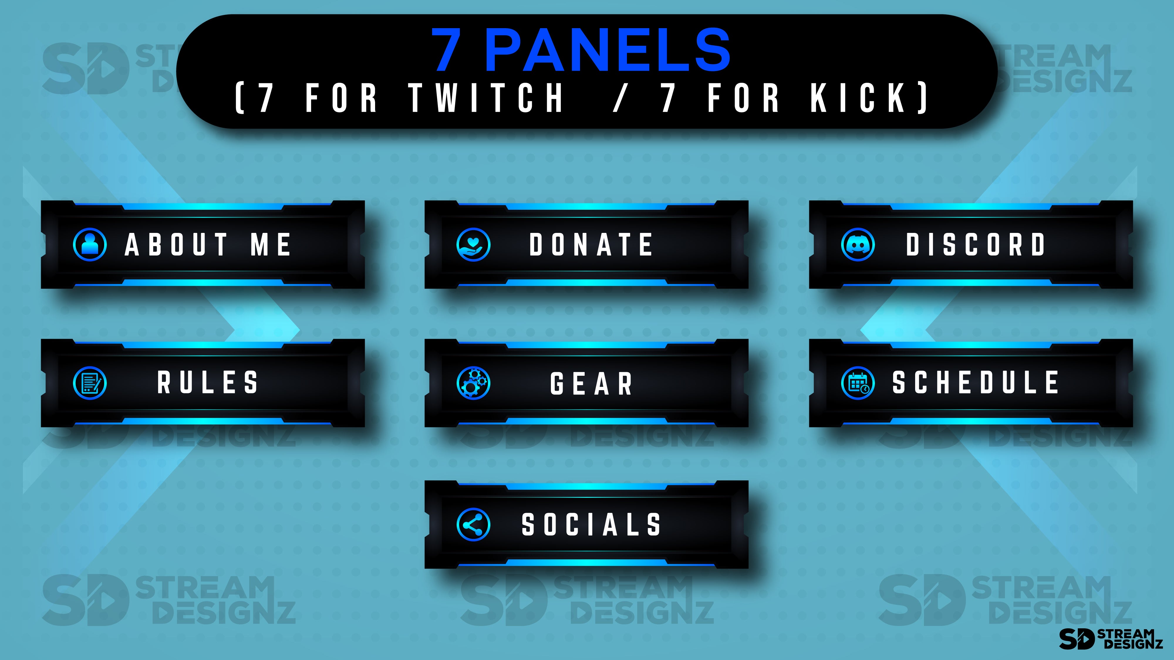 static stream overlay package - horizon - 7 panels - stream designz