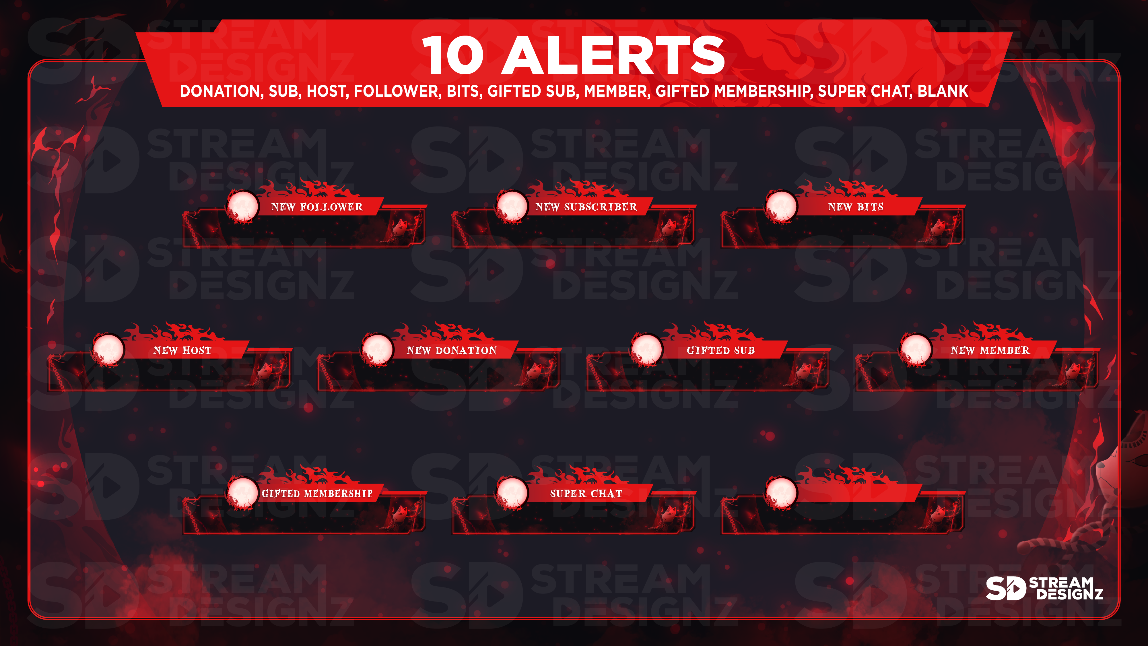 static stream overlay package 10 alerts katana stream designz