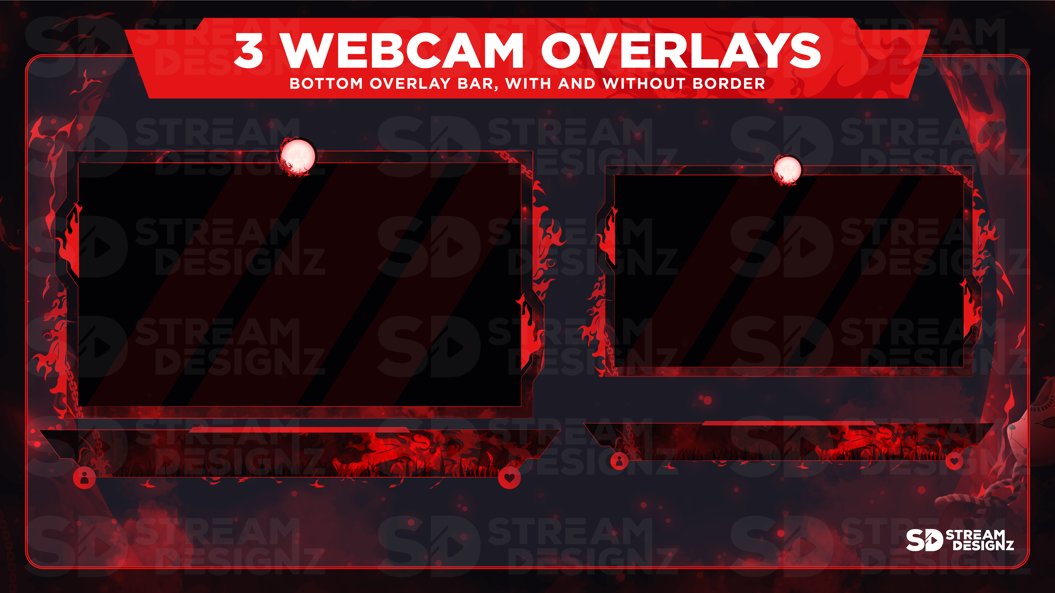 animated stream overlay package 3 webcam overlays katana stream designz