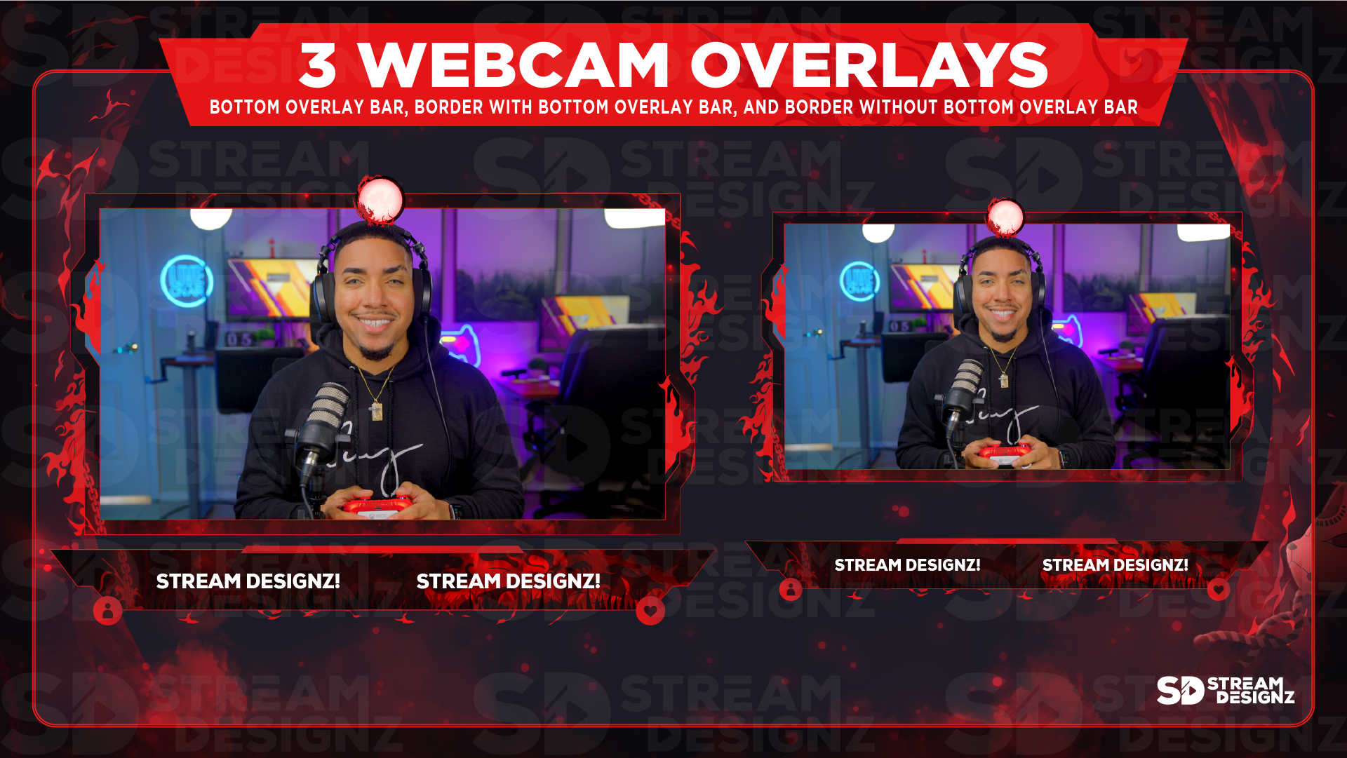 stream overlay package 3 webcam overlays katana stream designz