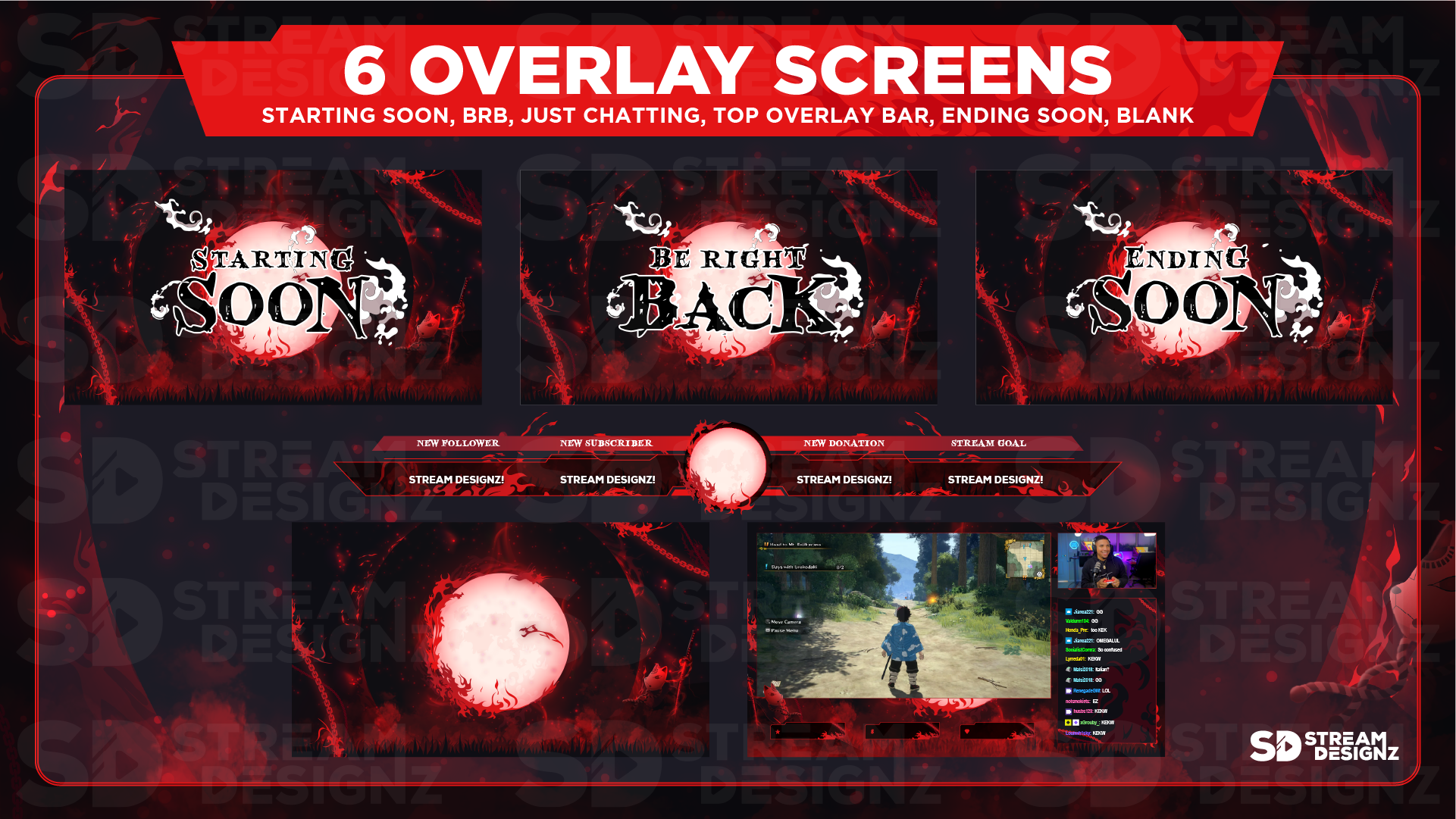 stream overlay package 6 overlay screens katana stream designz