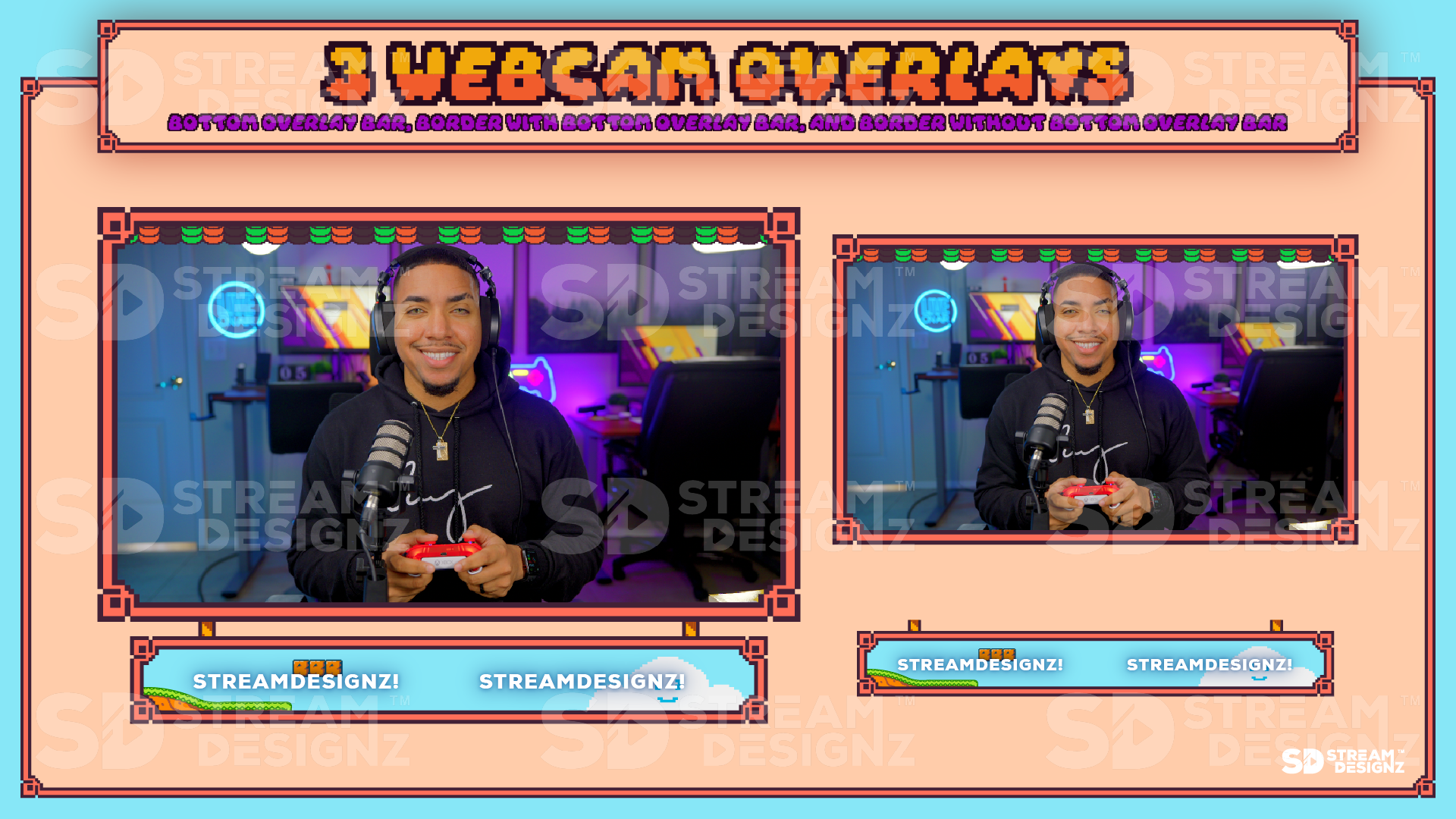 stream overlay package 3 webcam overlays kitsune stream designz