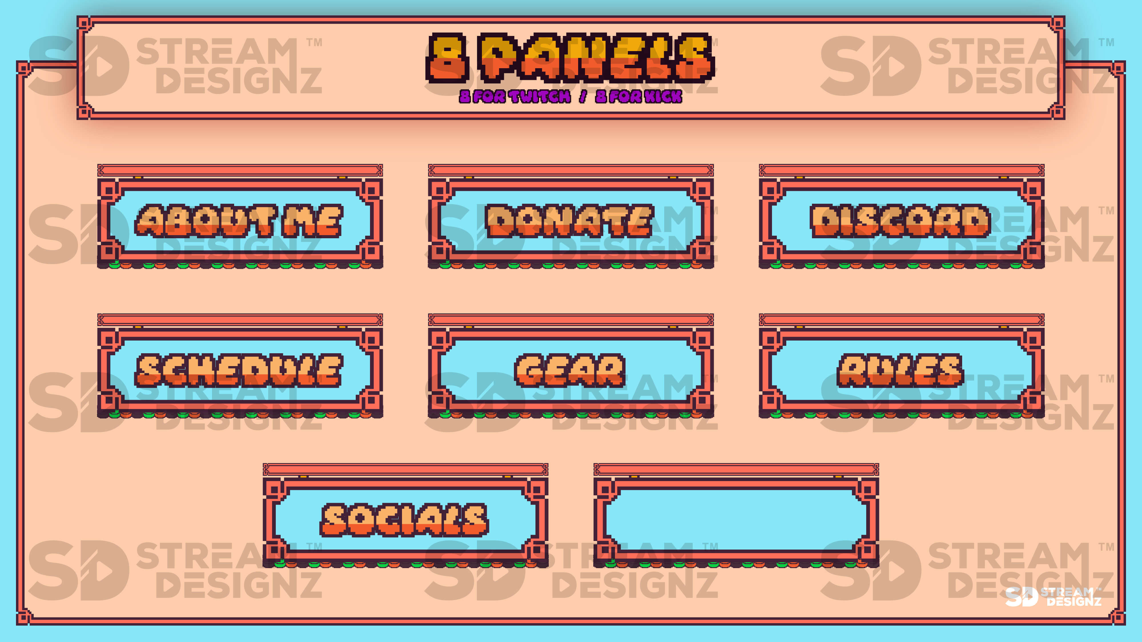 animated stream overlay pacakge 8 panels kitsune stream designz