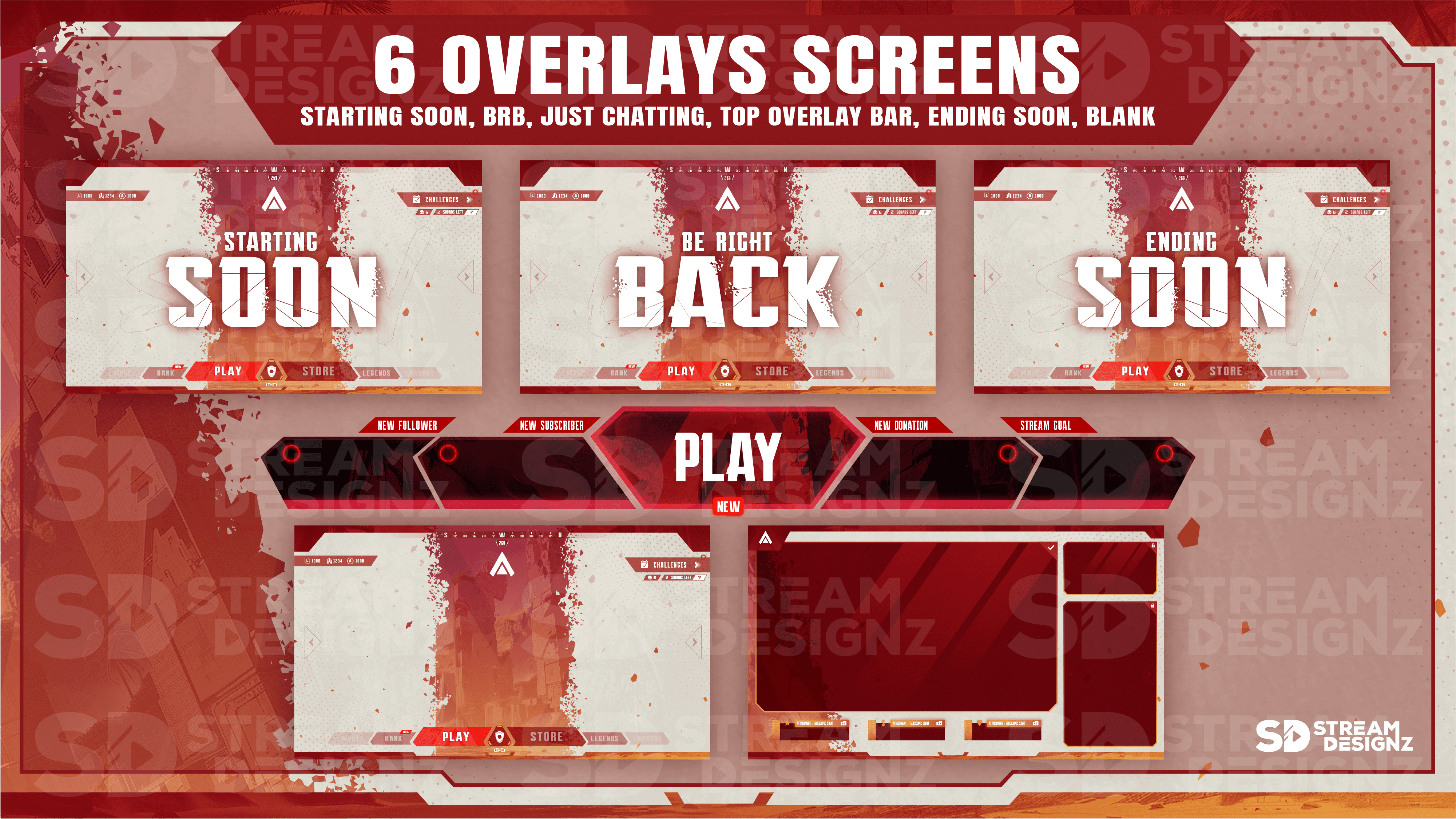 animated stream overlay package 6 overlay screens legends stream designz