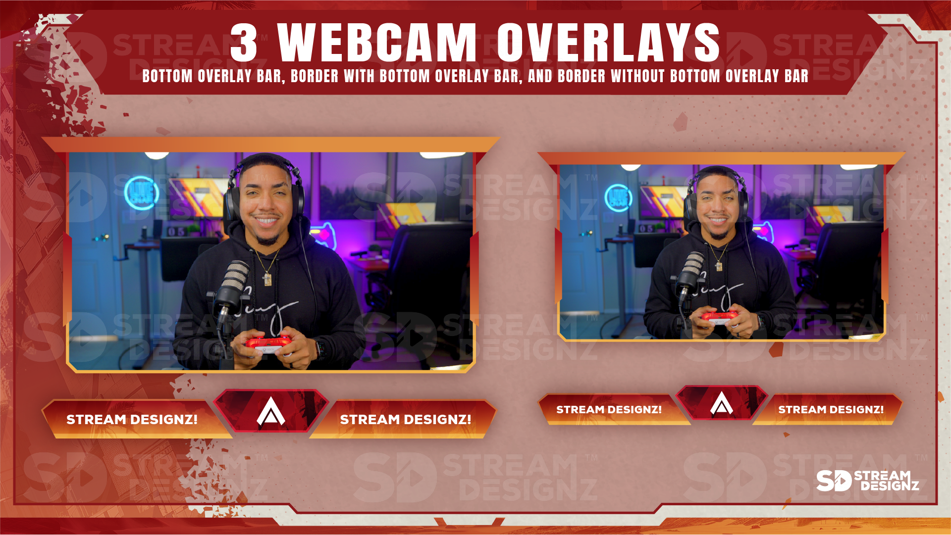 stream package 3 webcam overlays legends stream designz