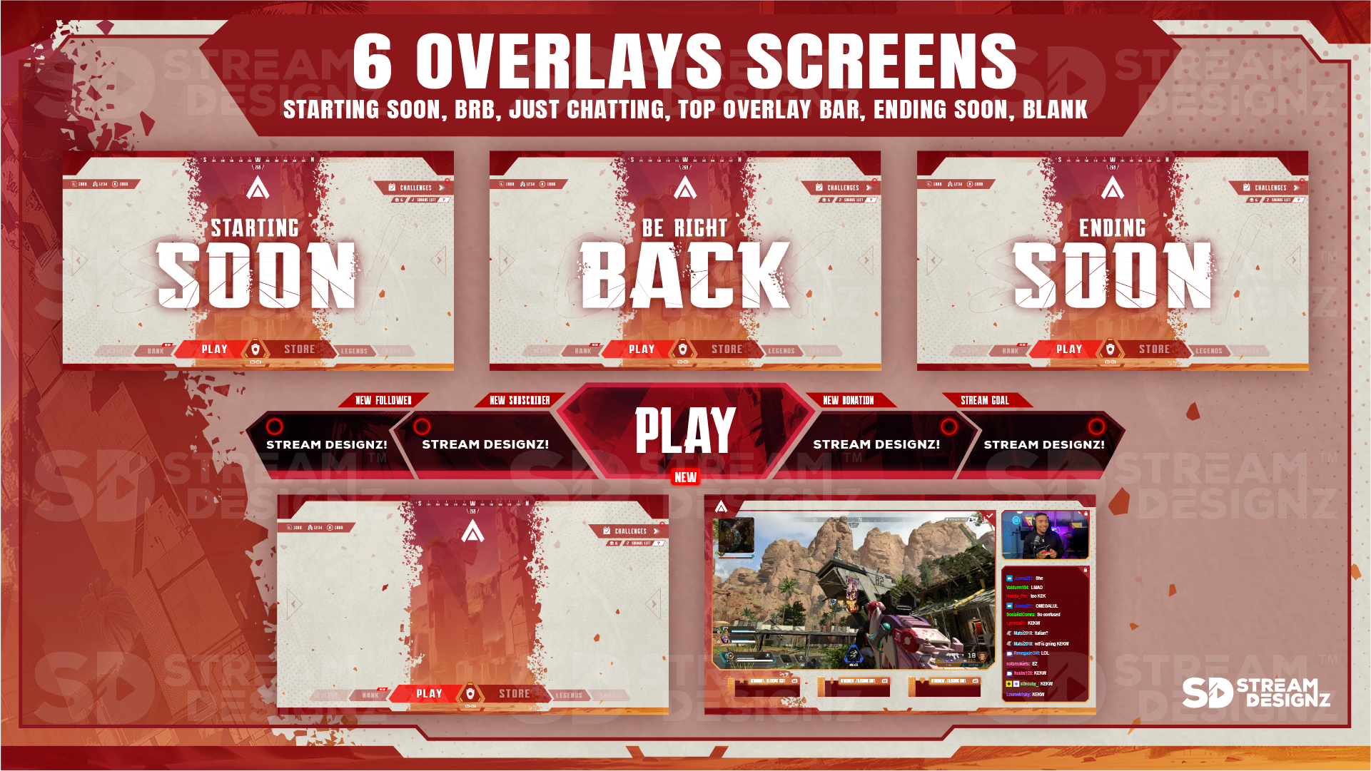 stream package 6 overlay screens legends stream designz