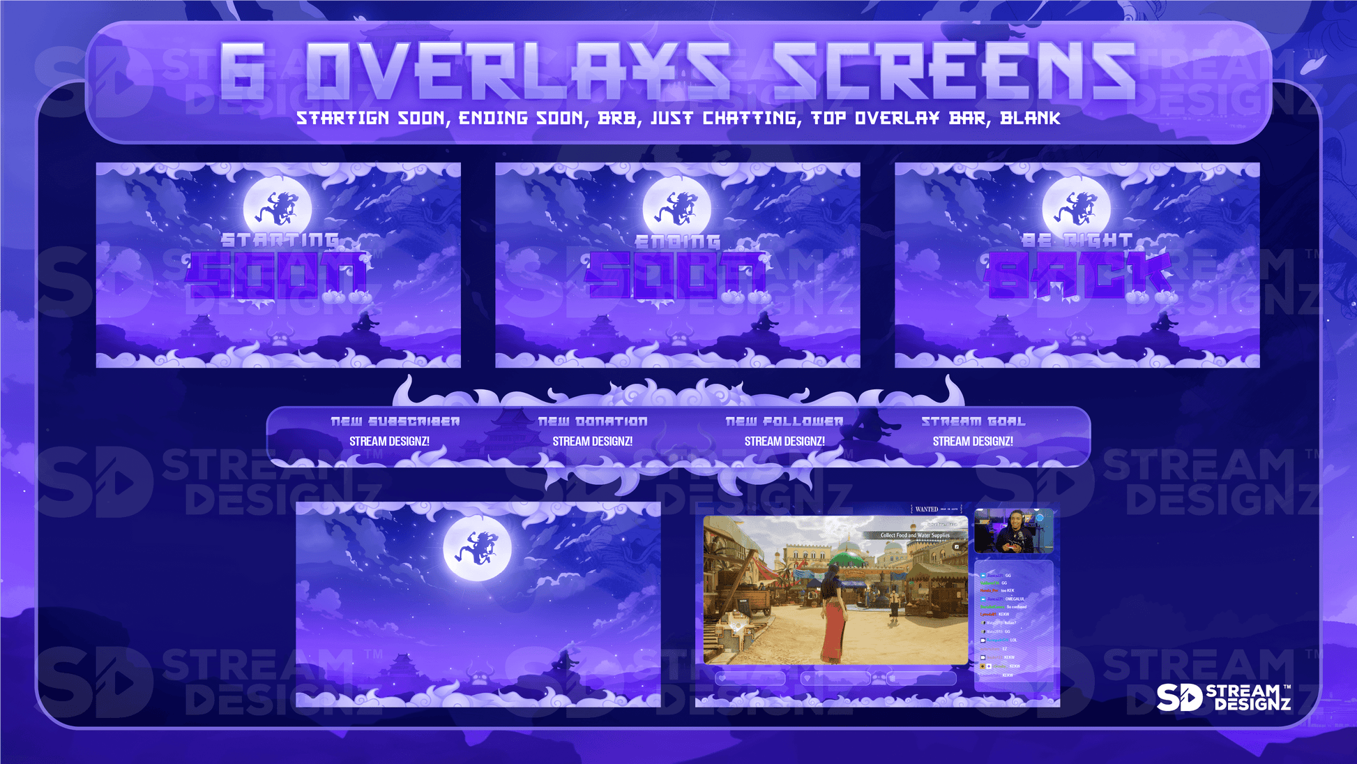 the ultimate stream package 6 overlay screens luffy stream designz