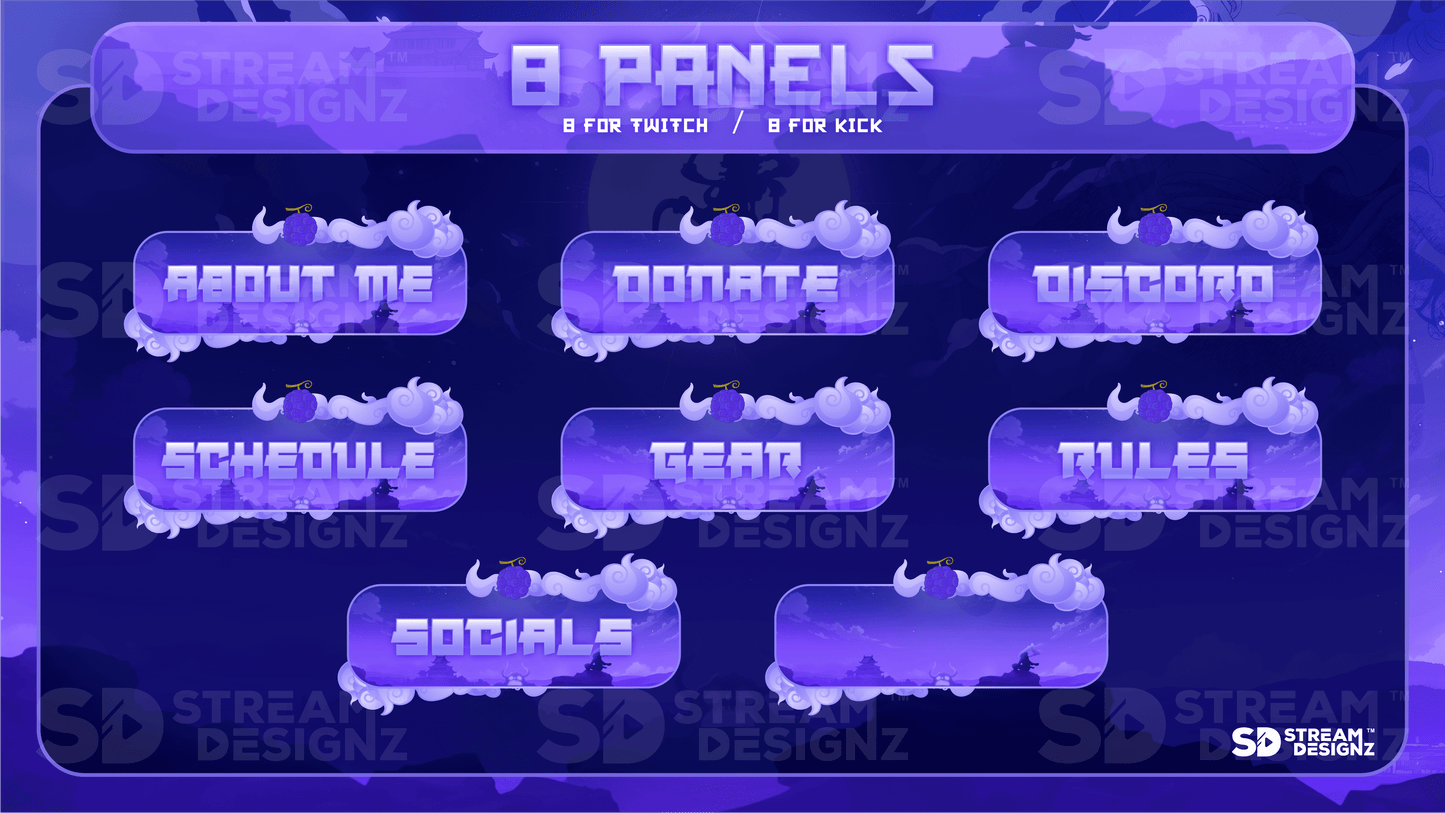 the ultimate stream package 8 panels luffy stream designz