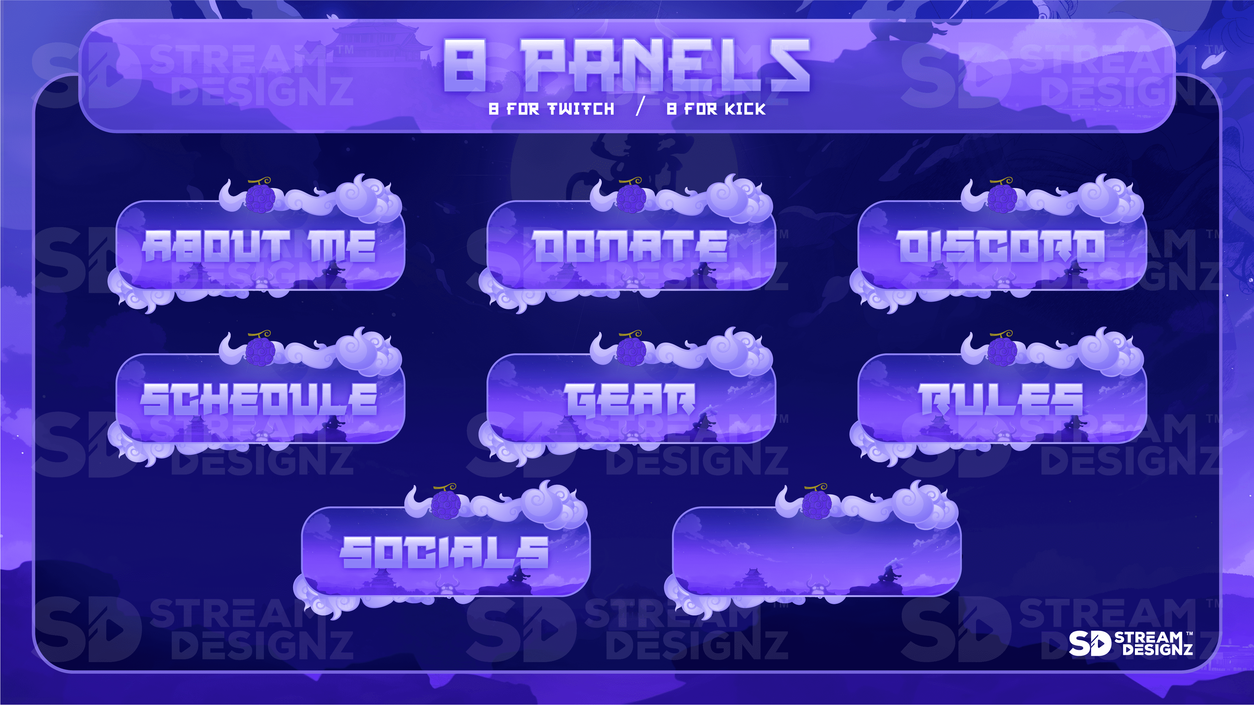 the ultimate stream package 8 panels luffy stream designz