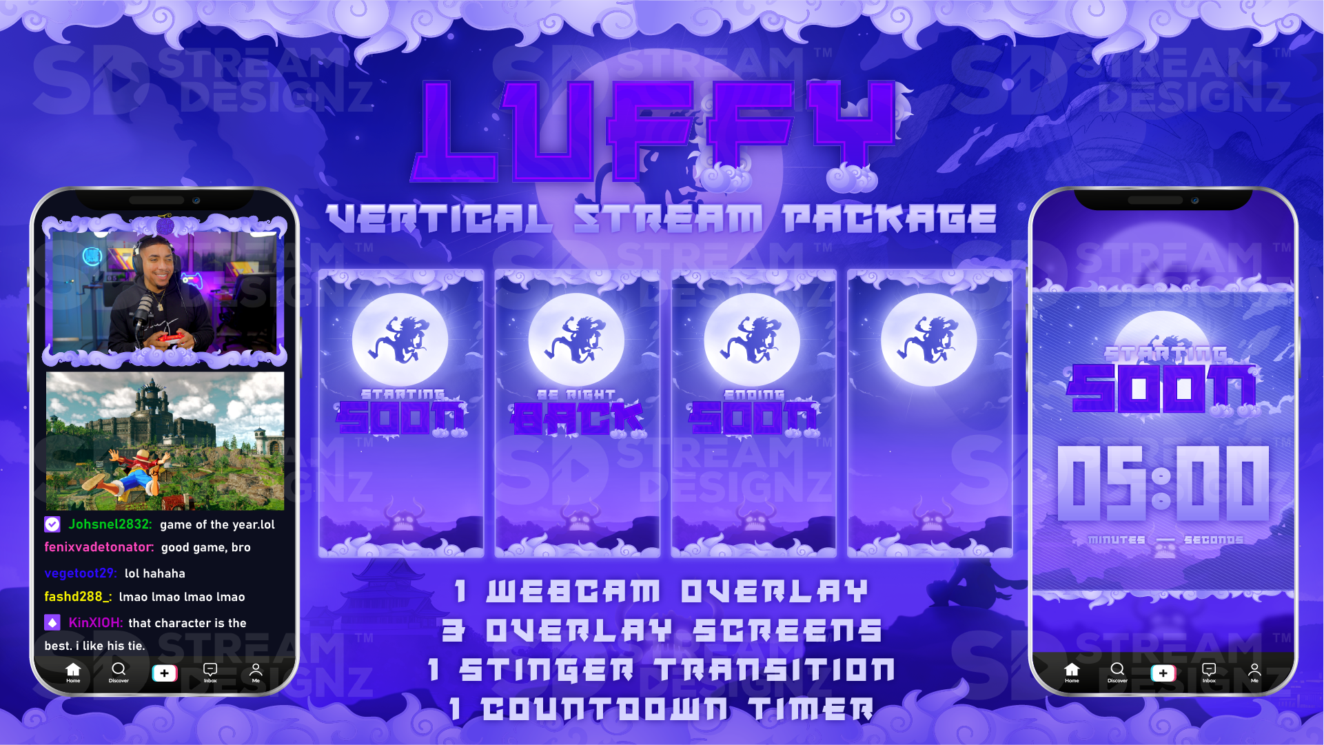 vertical stream overlay package feature image luffy stream designz