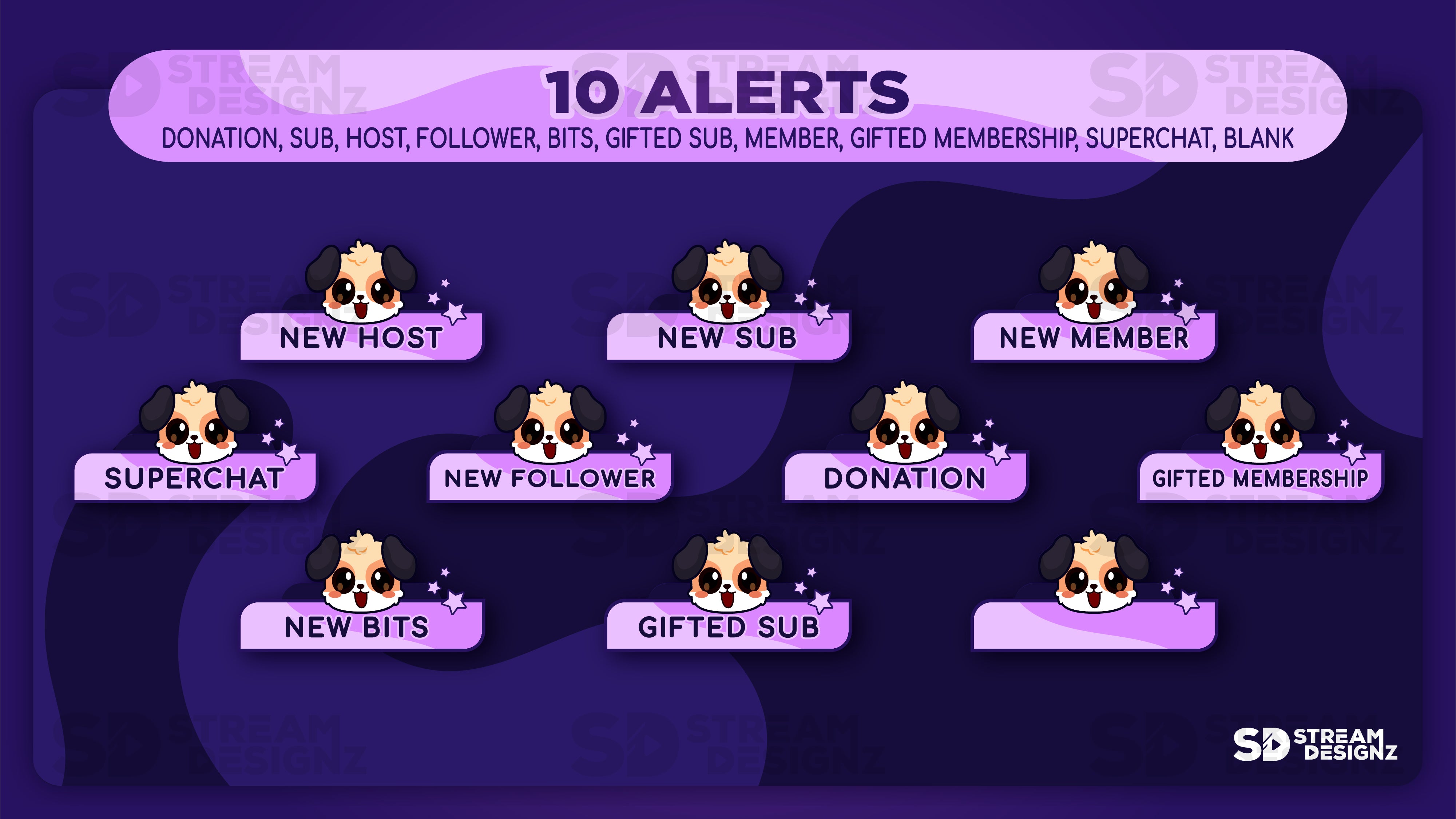 static stream overlay package 10 alerts midnight lofi stream designz