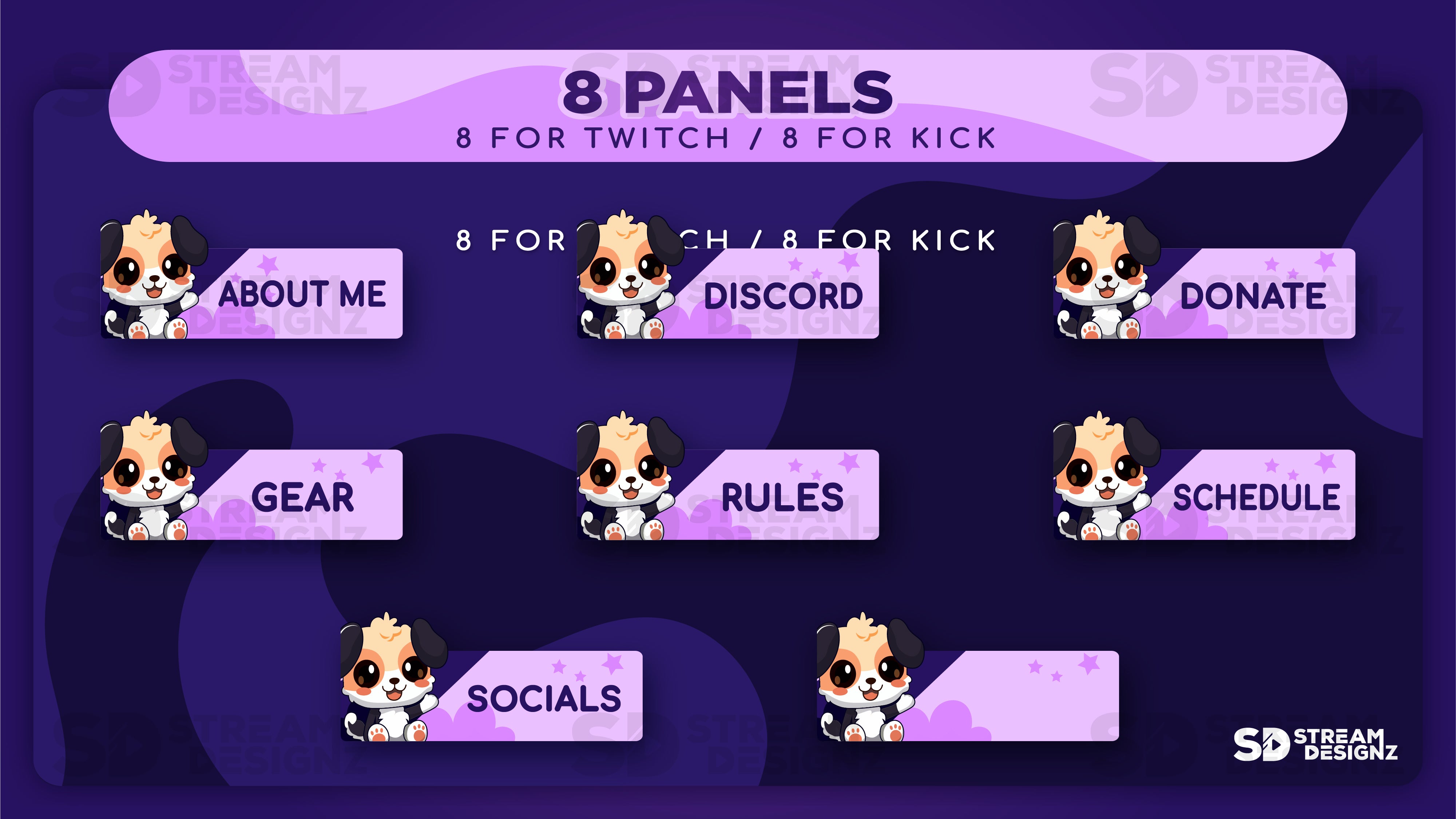 static stream overlay package 8 panels midnight lofi stream designz